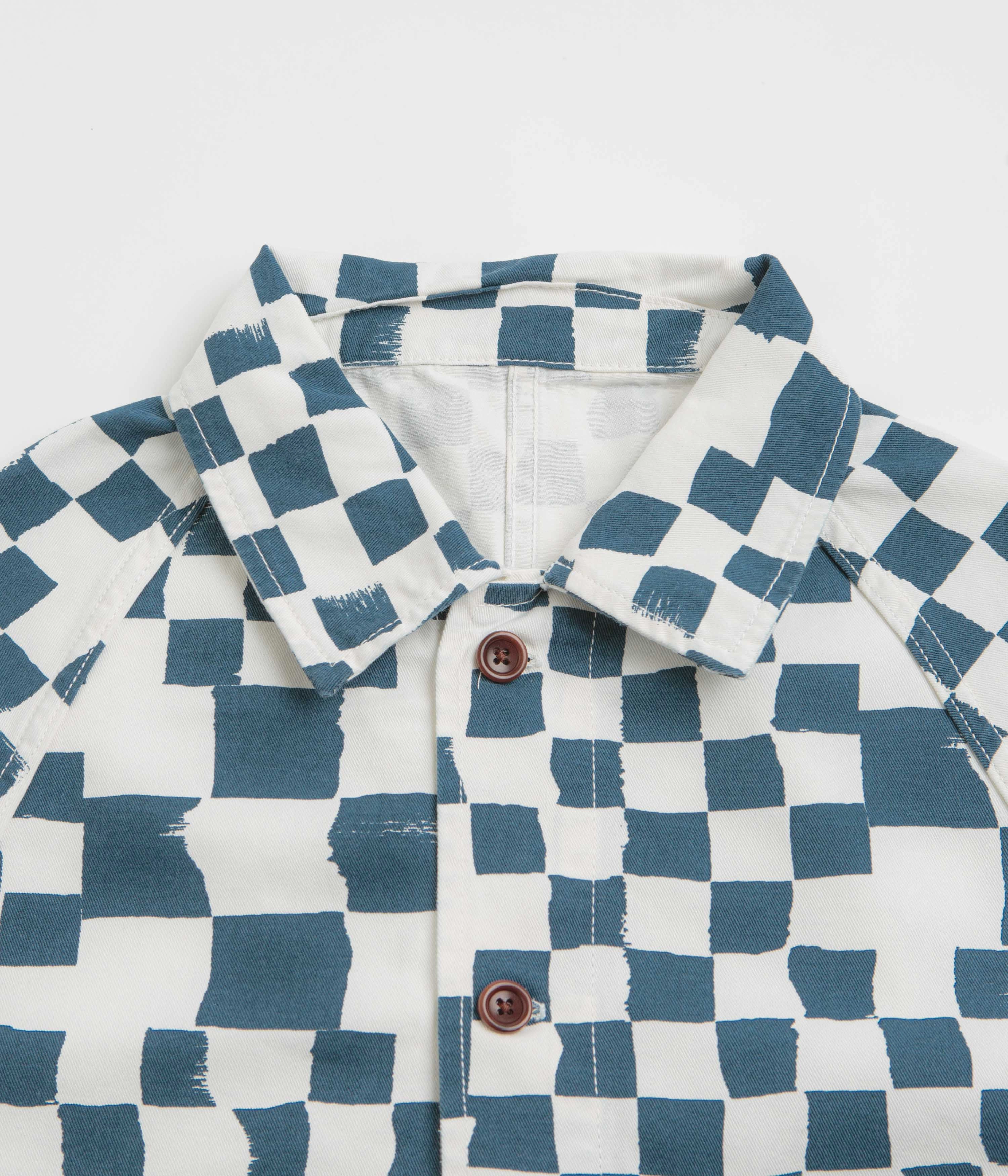 Service Works Drill Printed FOH Jacket - Teal Checker Clean Jacket Detail