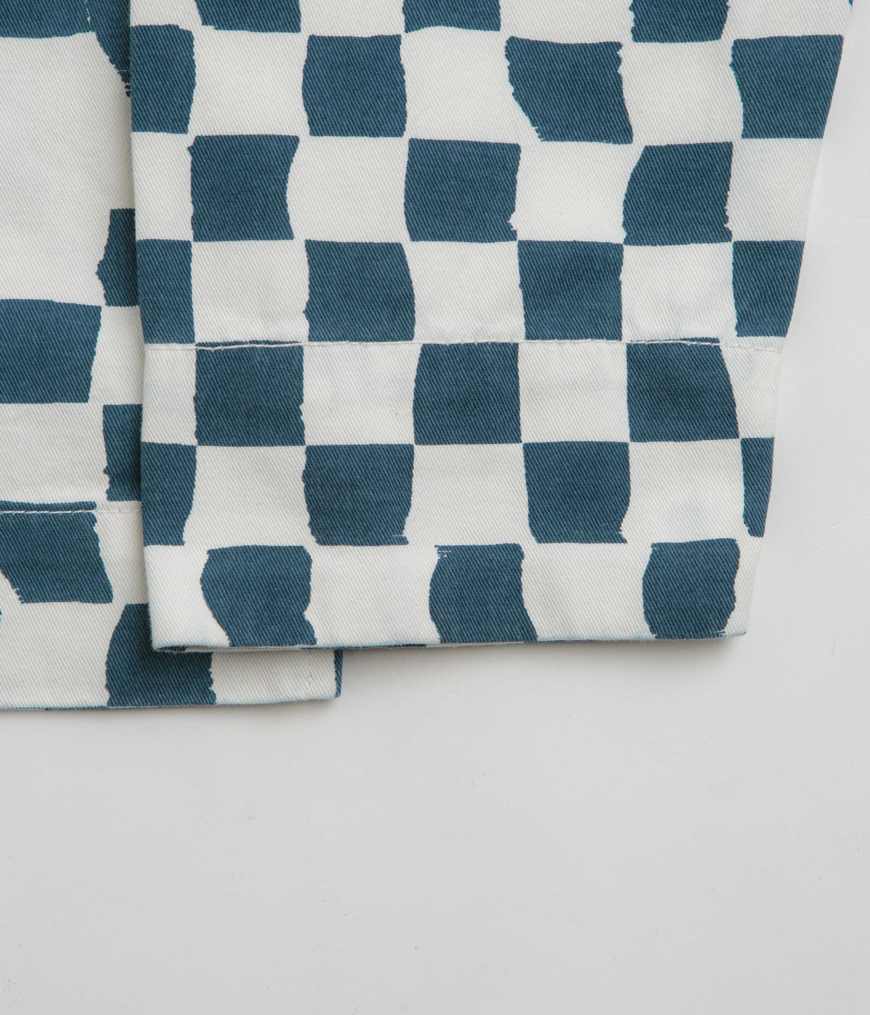 Snag Proof Surface Daywear Staple Service Works Drill Printed FOH Jacket - Teal Checker