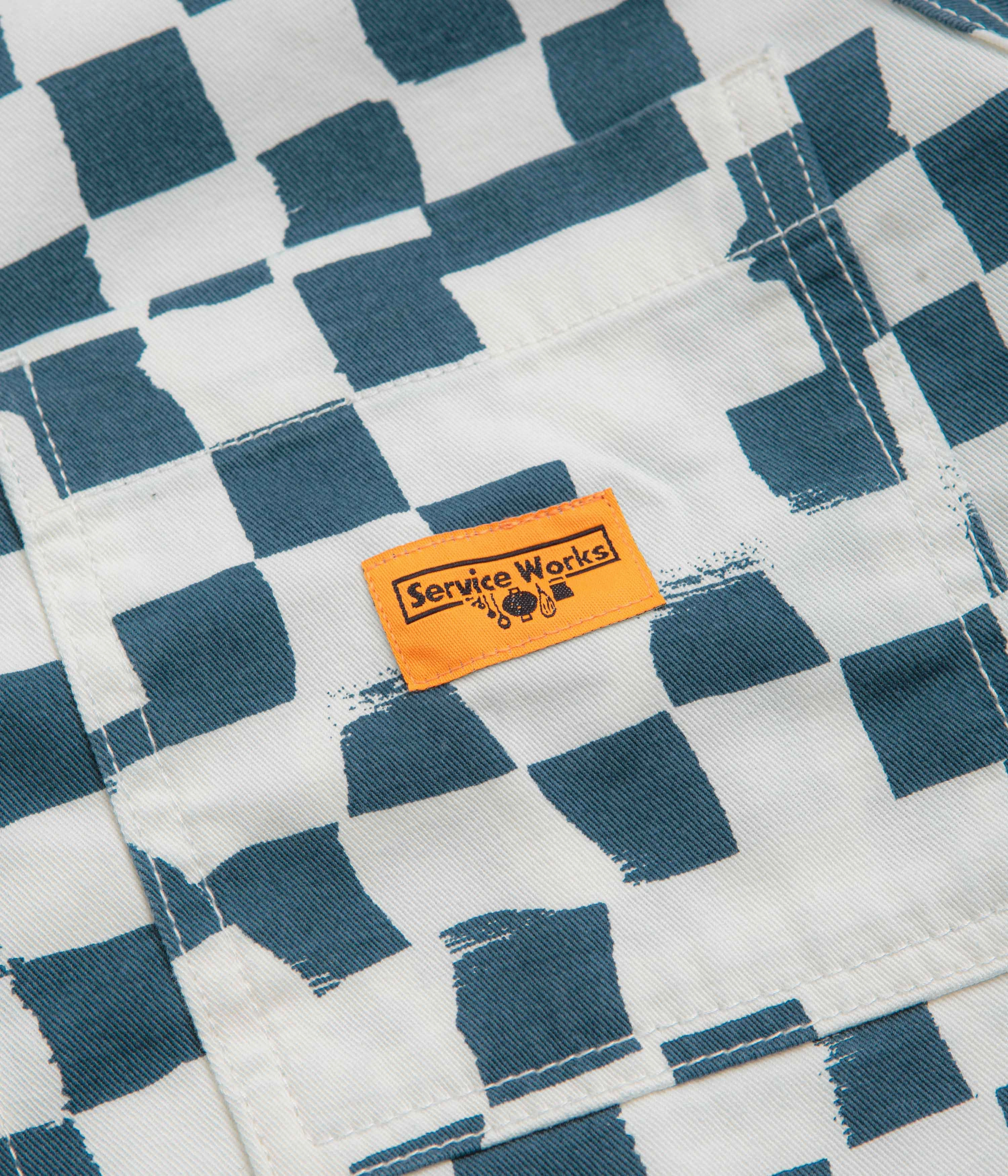 Casual Style Mid Length Design Service Works Drill Printed FOH Jacket - Teal Checker