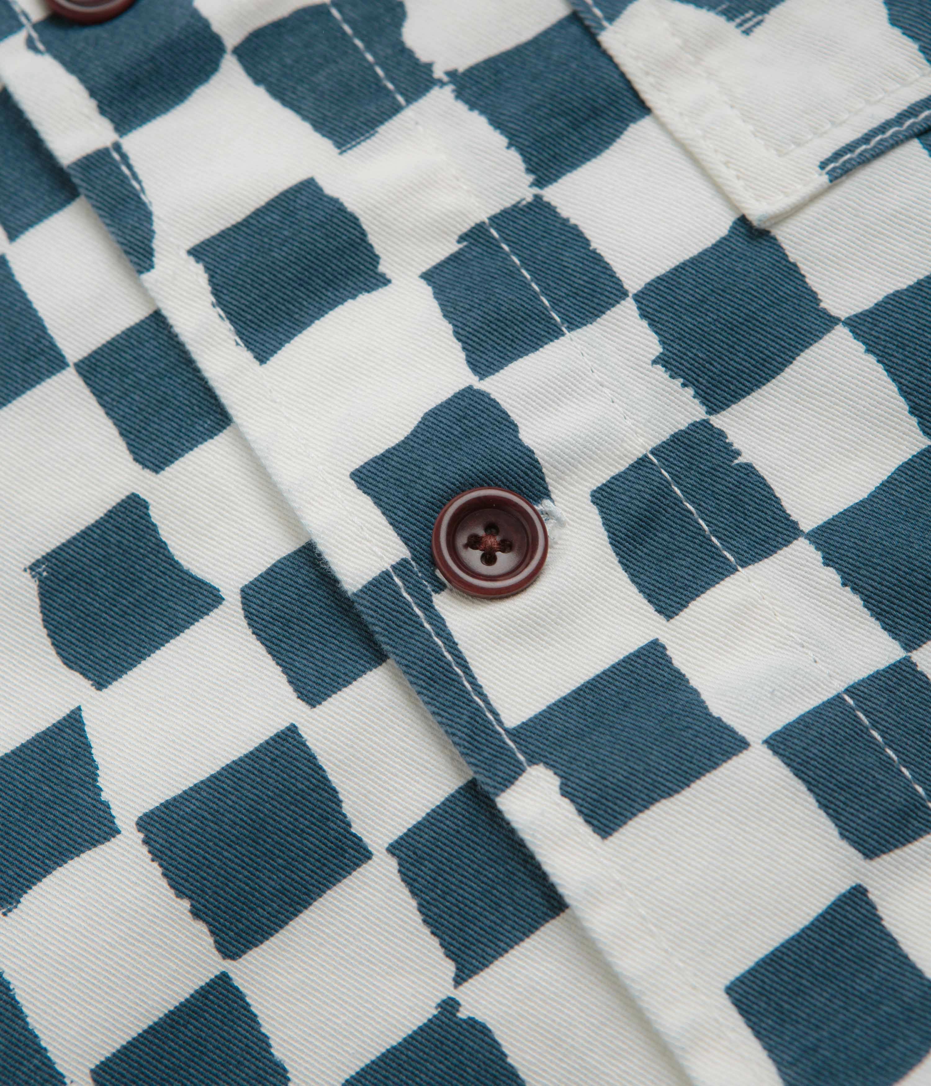 Service Works Drill Printed FOH Jacket - Teal Checker elastic waistband