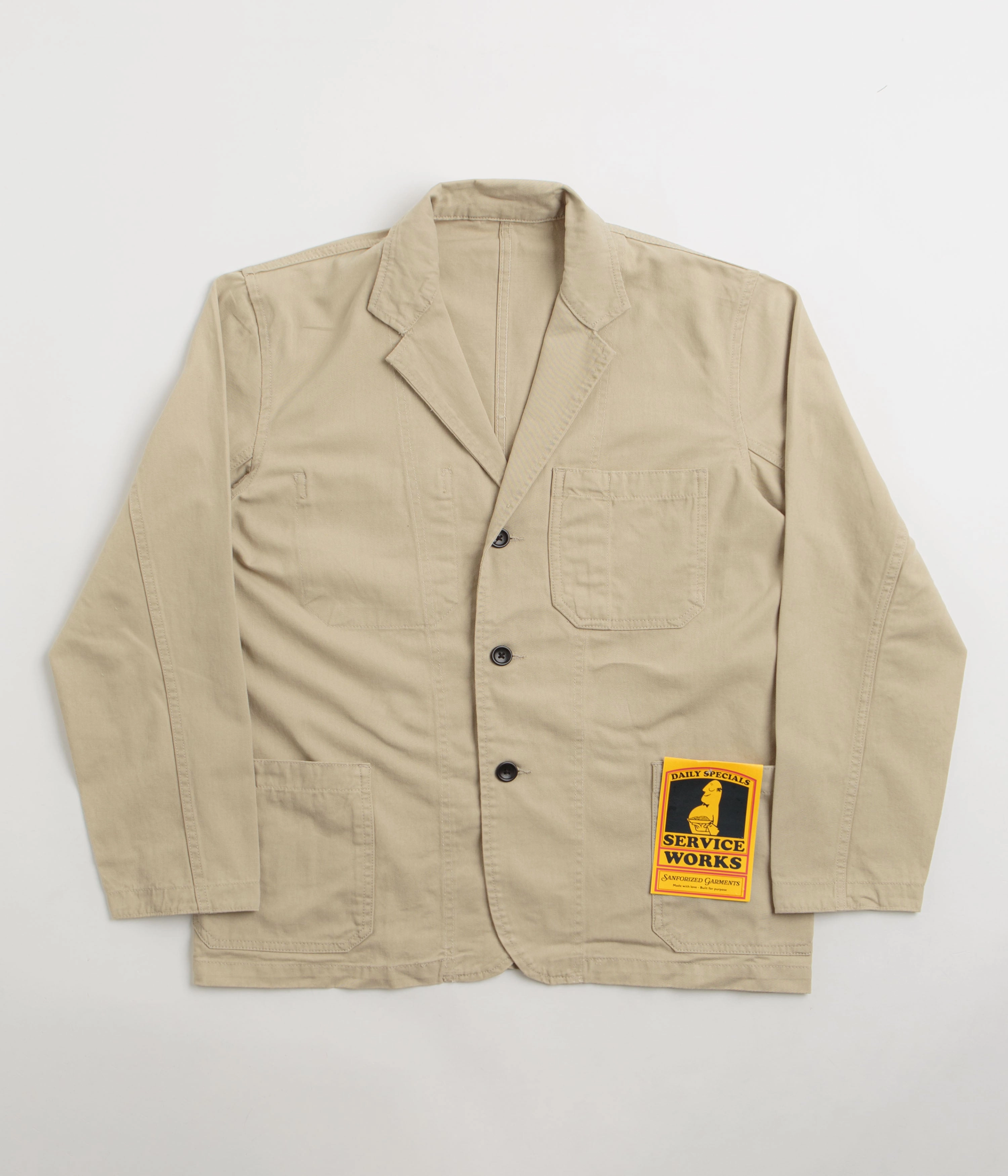 All Season Versatility AdjustableDrawstring Service Works Drill Server Suit Jacket - Khaki