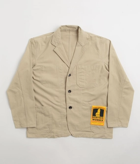 All Season Versatility AdjustableDrawstring Service Works Drill Server Suit Jacket - Khaki