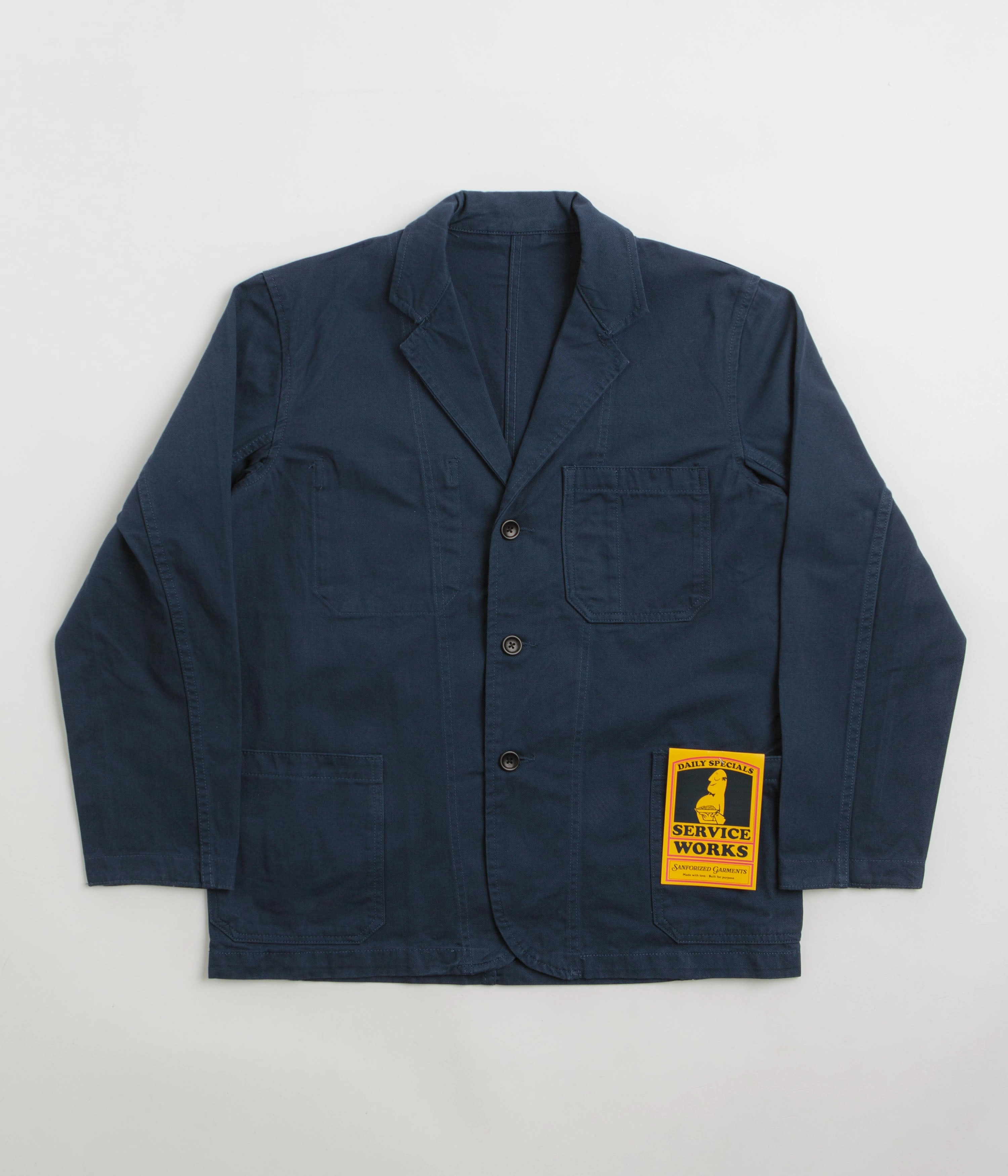 Stitched Look Easy Care Machine Washable Service Works Drill Server Suit Jacket - Navy