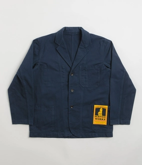 Stitched Look Easy Care Machine Washable Service Works Drill Server Suit Jacket - Navy