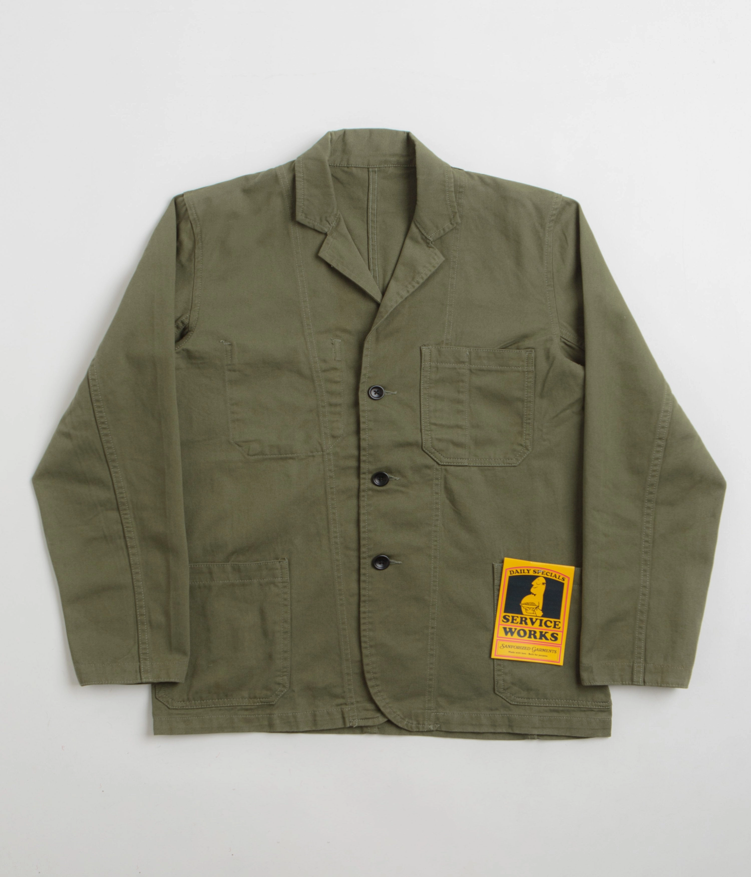 Water Repellent Fabric Service Works Drill Server Suit Jacket - Olive