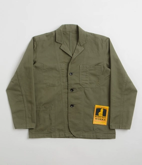 Water Repellent Fabric Service Works Drill Server Suit Jacket - Olive