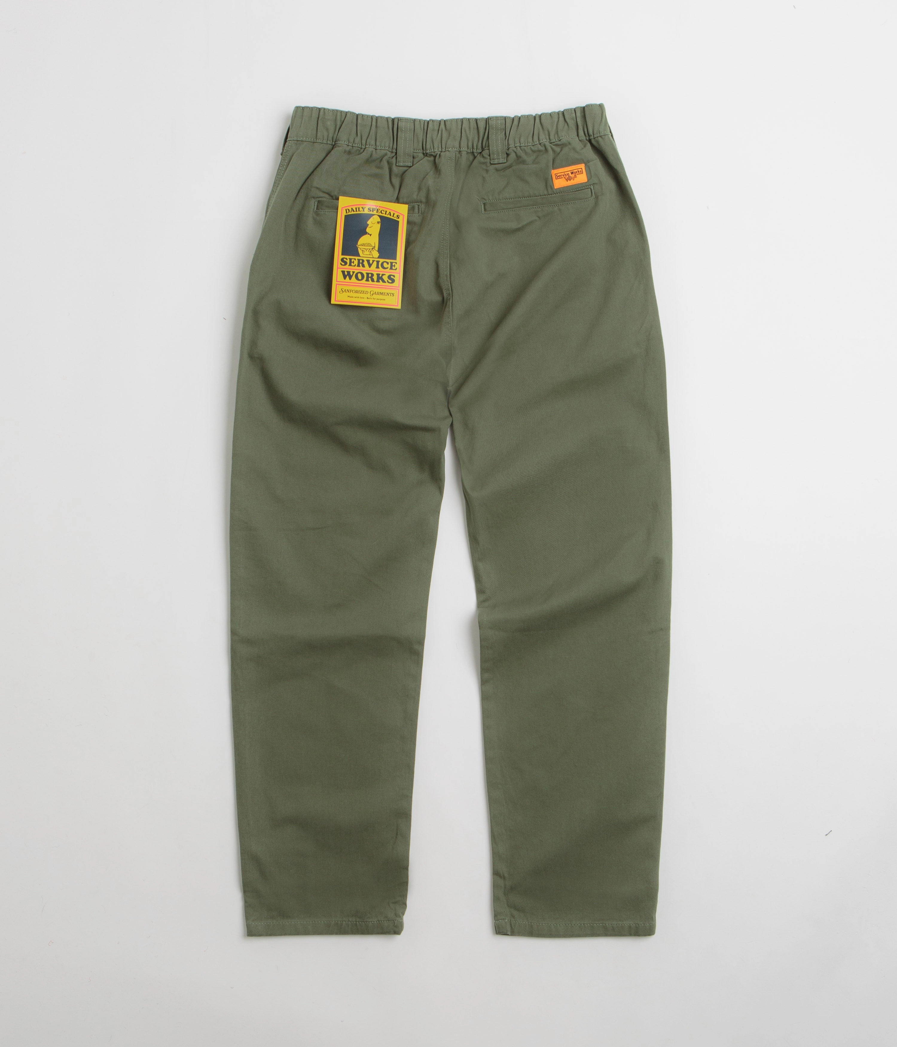Chill Comfort Fit Service Works Drill Waiter Pants - Olive