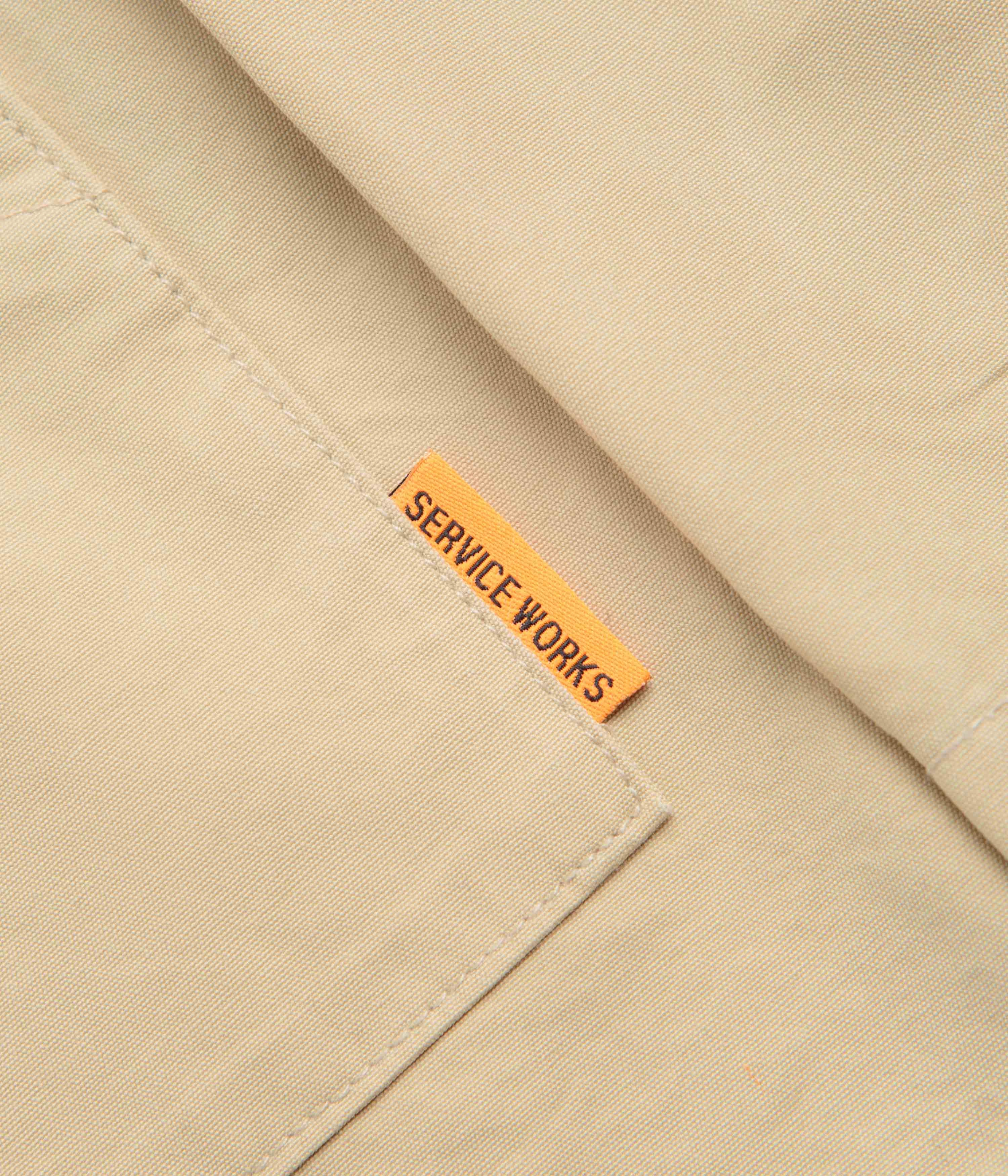 Service Works Fine Twill Waiters Jacket - Pale Khaki Reinforced Elbows Noise Reduced Fabric