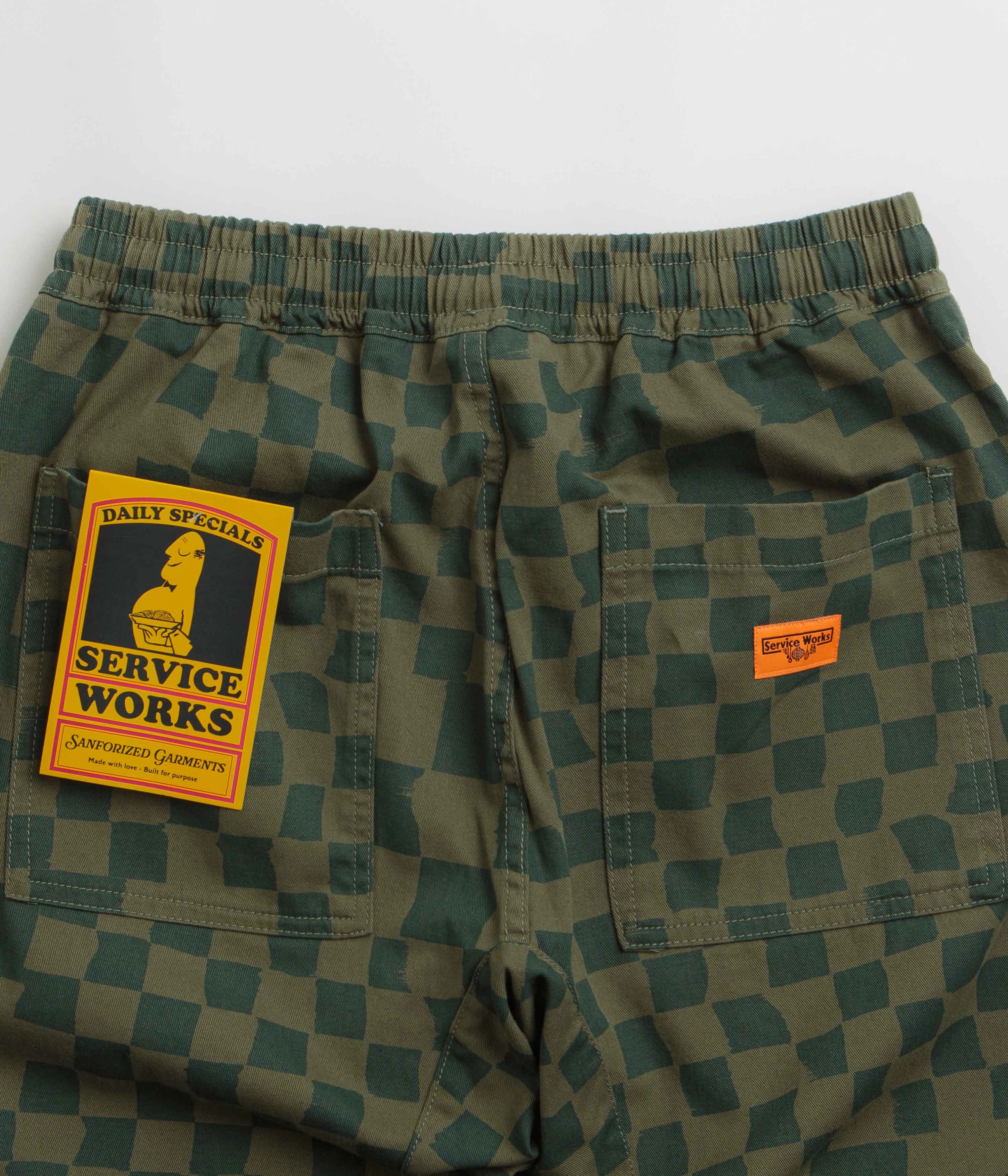 Service Works Printed Chef Pants - Olive Checker UltraSoftLining Utility Fit