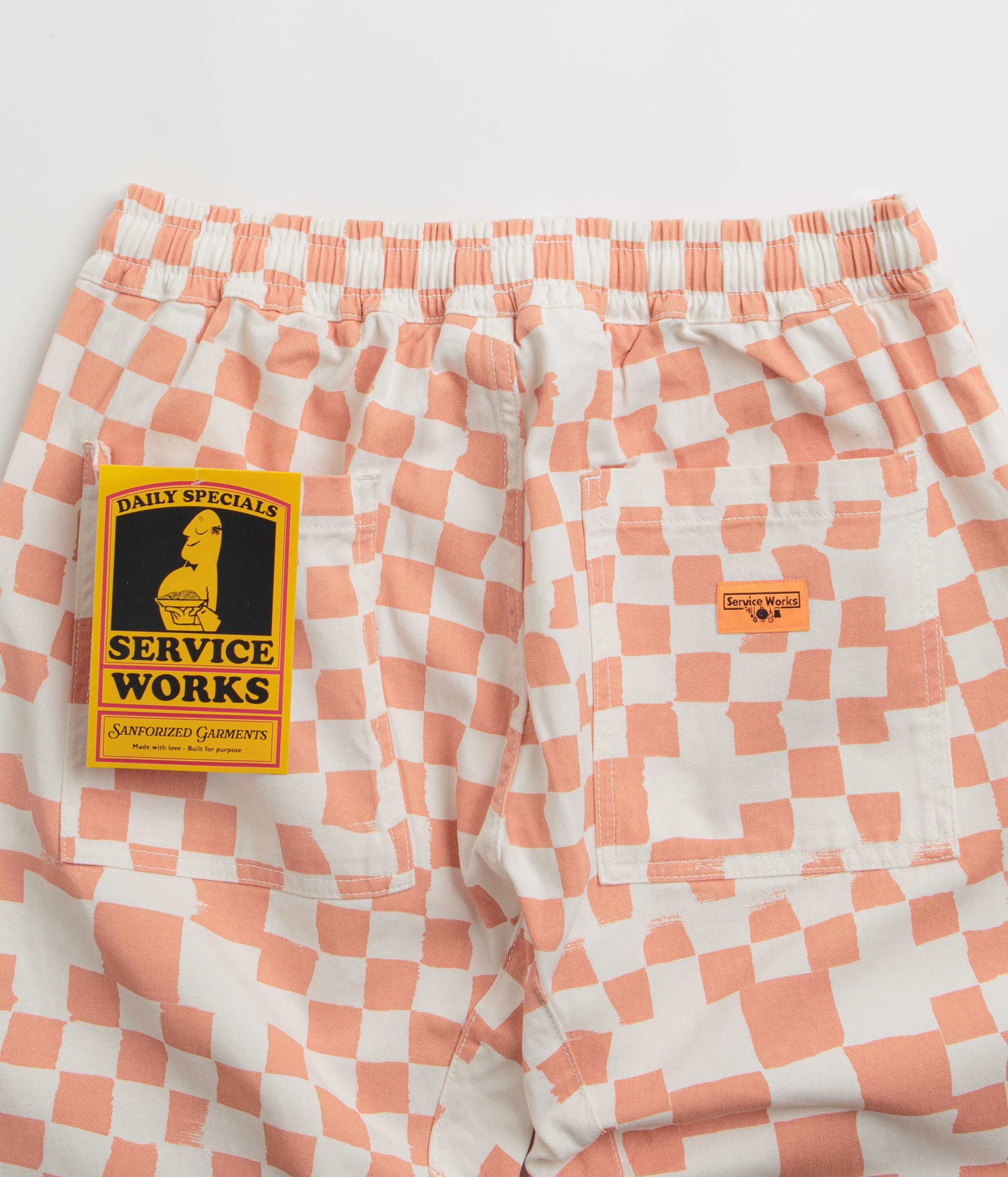 EcoFriendlyBlend Service Works Printed Chef Pants - Salmon Checker