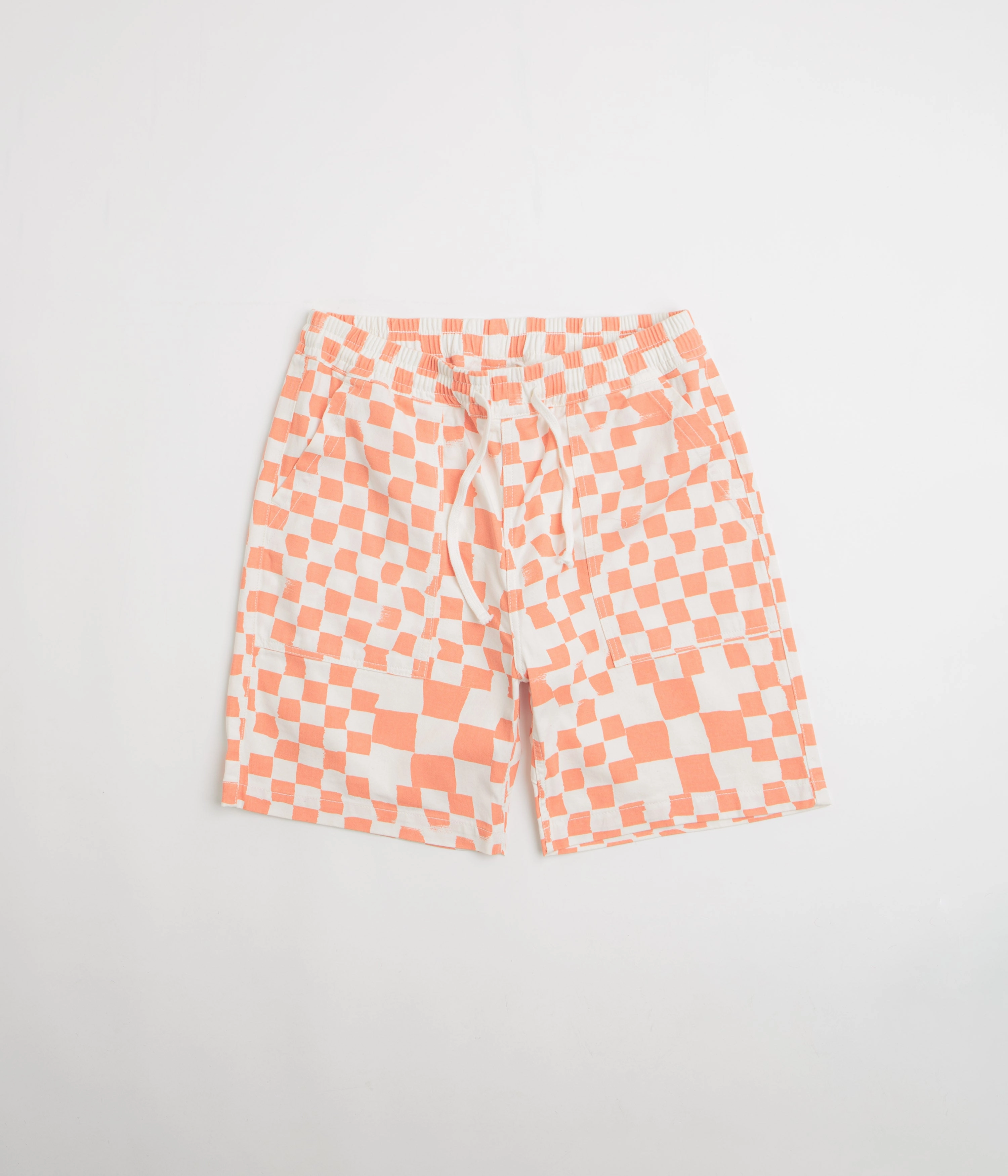 men's option Service Works Printed Chef Shorts - Salmon Checker