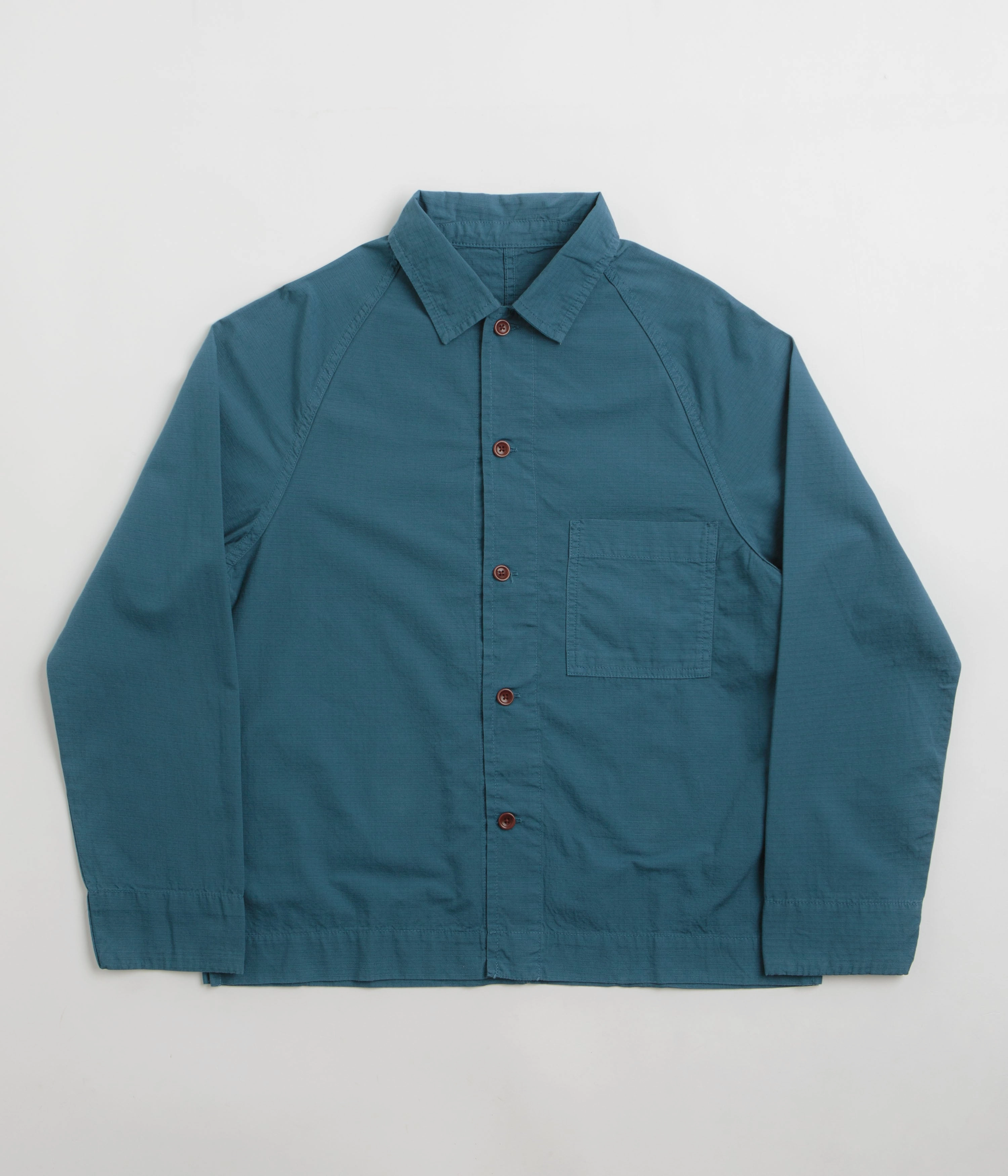 Collapsible Packable Style Hidden Storage Compartments Service Works Ripstop FOH Jacket - Ocean