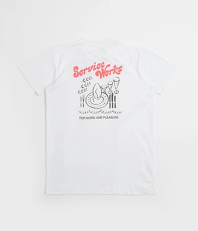 Trendy Casual Wear High Durability Weave Service Works Work   Pleasure T-Shirt - White