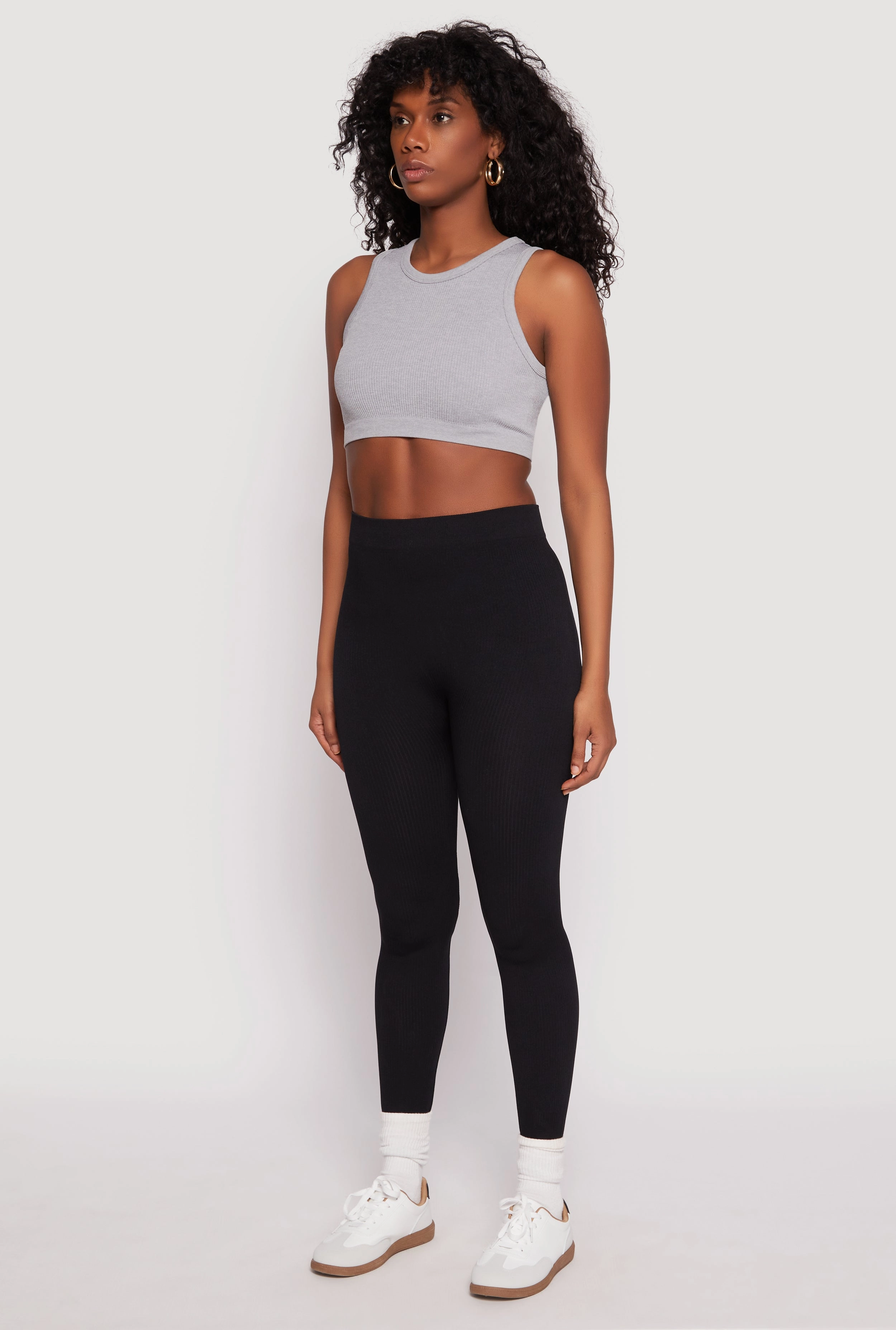 Morning Stretch Durable Stitch Seamless Ribbed Knit High Waist Leggings