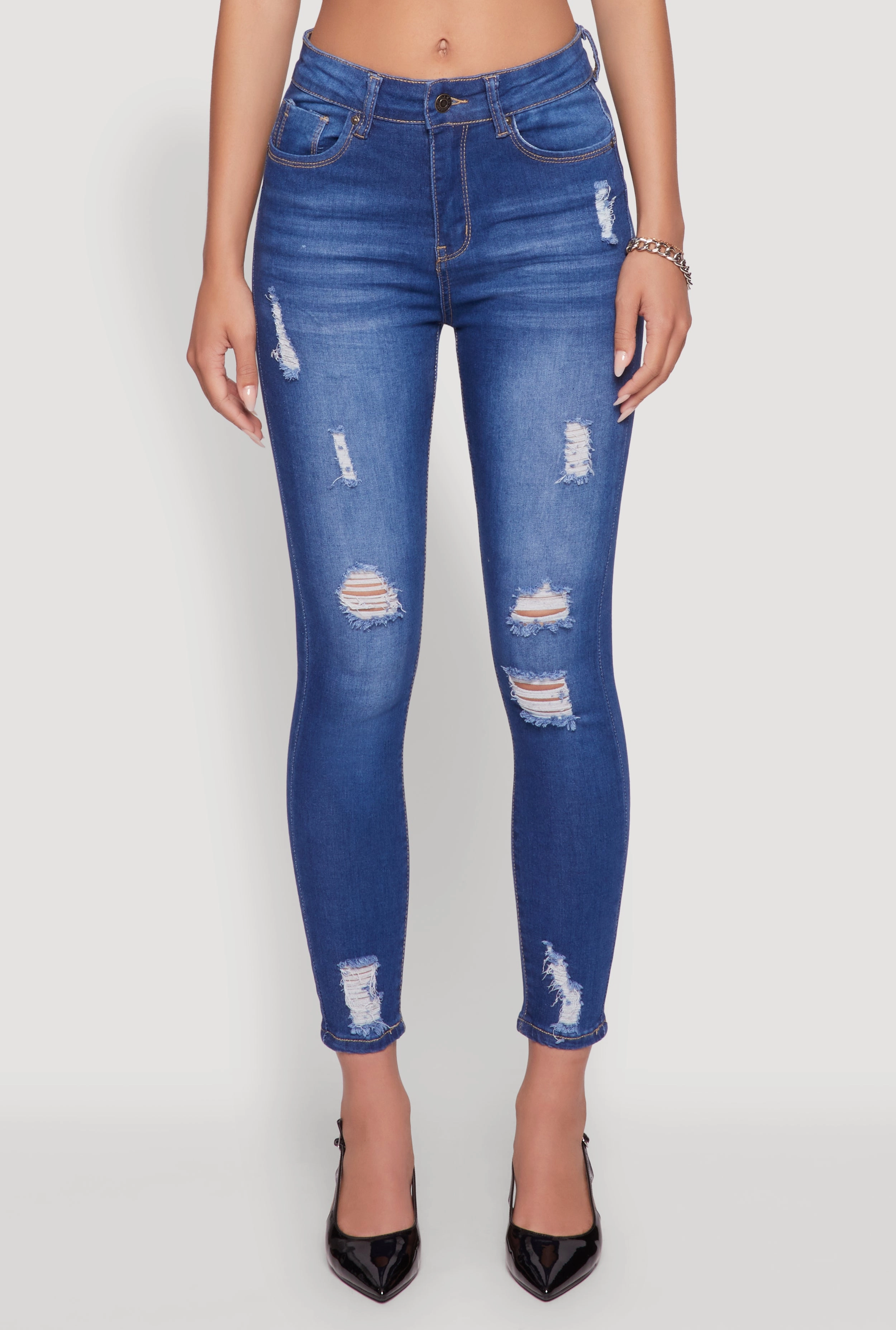 WAX Distressed Frayed Skinny Jeans Outdoor Casual
