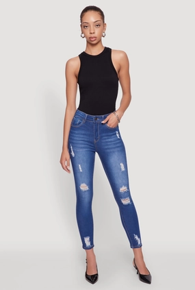 WAX Distressed Frayed Skinny Jeans Standard Piece