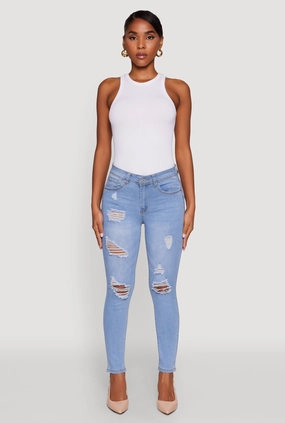 Brunch Outfit Trend Setter Outdoor Fashion WAX Mid Rise Distressed Jeans