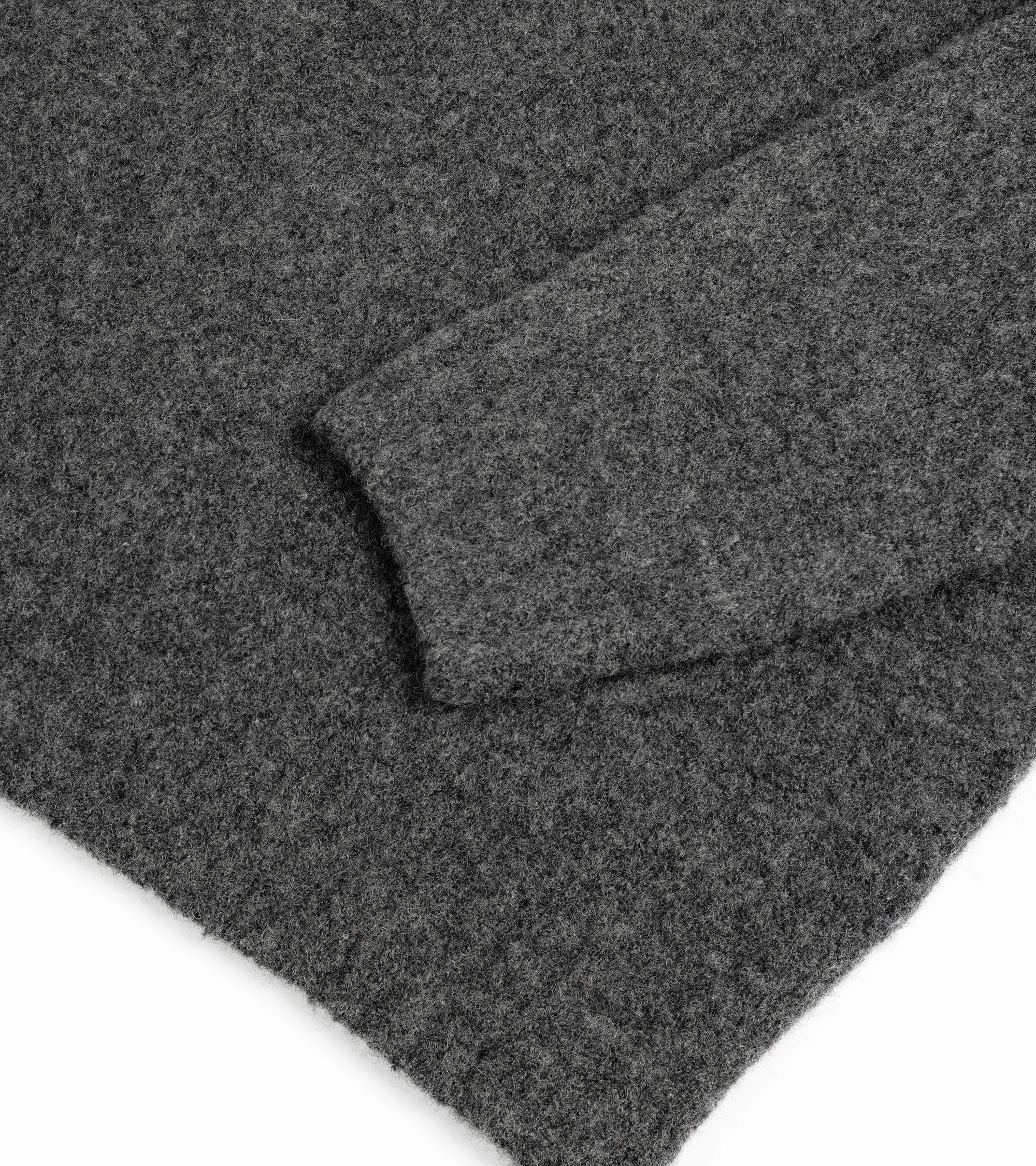 Luxe Layer Fedeli Basket Wool Cashmere Mix Long Sleeve Knit Polo Shirt: Stone Melange