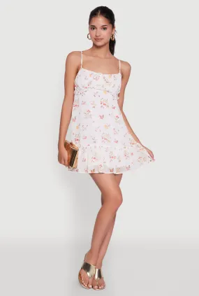 Night Ready Heritage-Brand Chiffon Fruit Print Sundress with Smocked Back and Ruffles