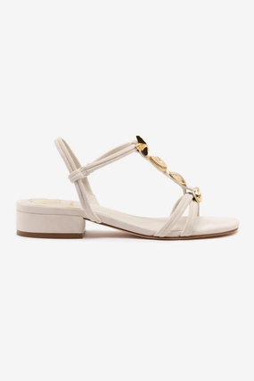 Shelly Flat Sandal In Mushroom Grey Suede Rural View