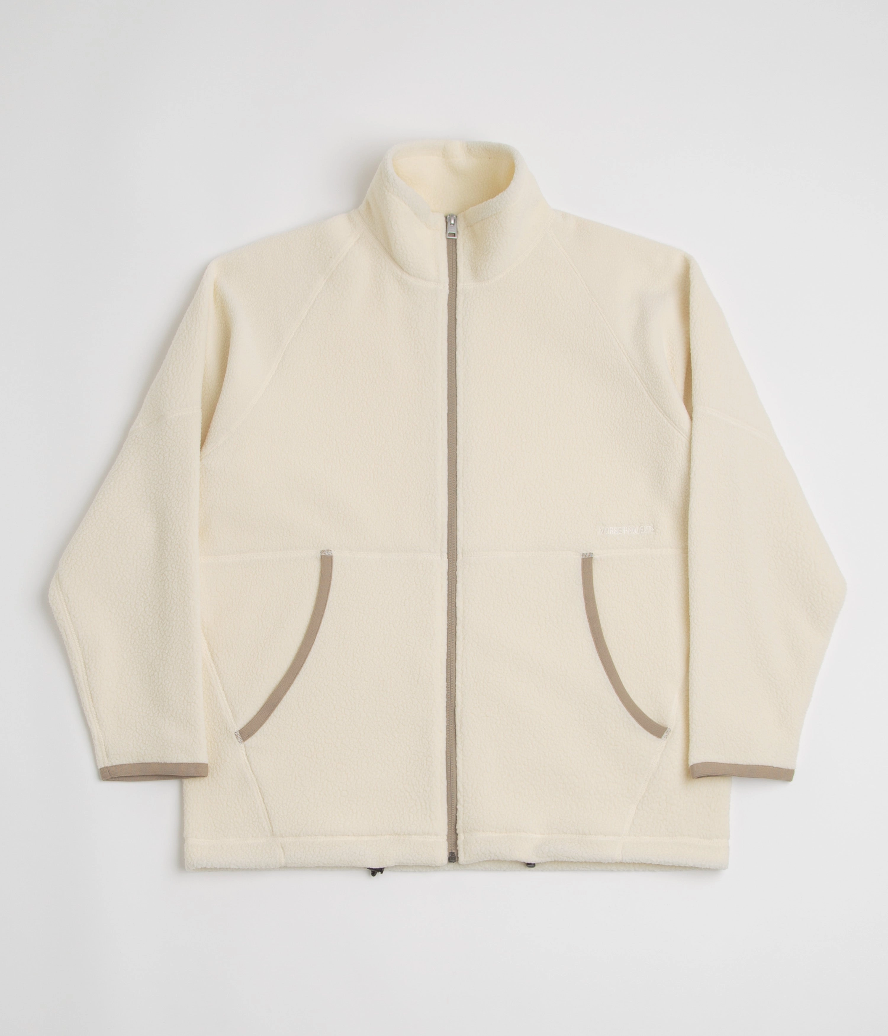 Norse Projects Tycho Pile Fleece Full Zip Jacket - Ecru FlexFoldPackaging