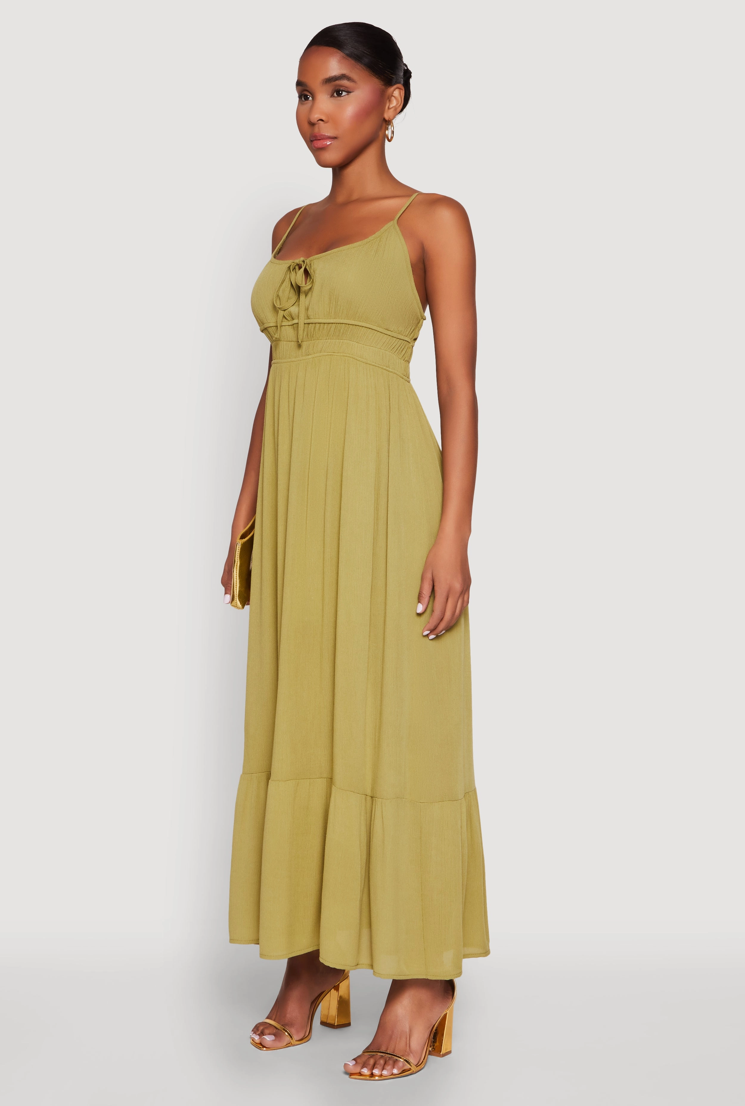 Tie Front Keyhole Maxi Dress Sophisticated and Relaxed Light Appeal