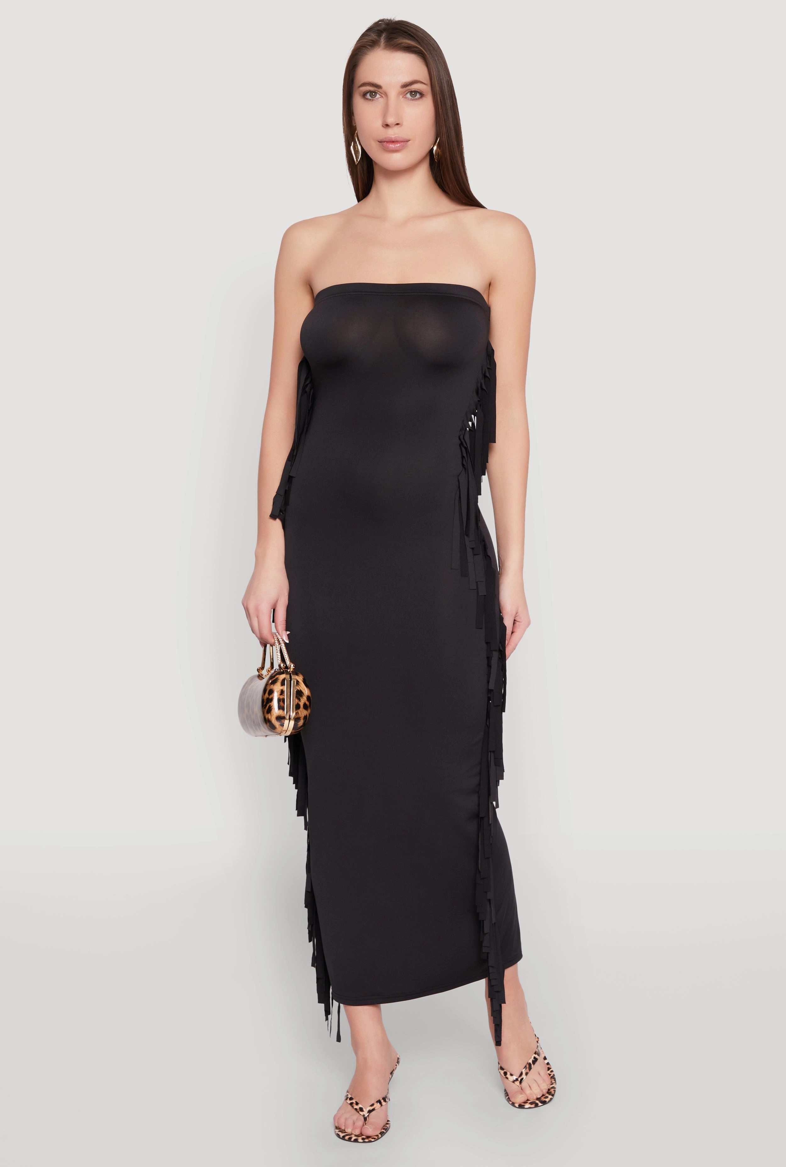Side Fringe Maxi Tube Dress Casual chic dress