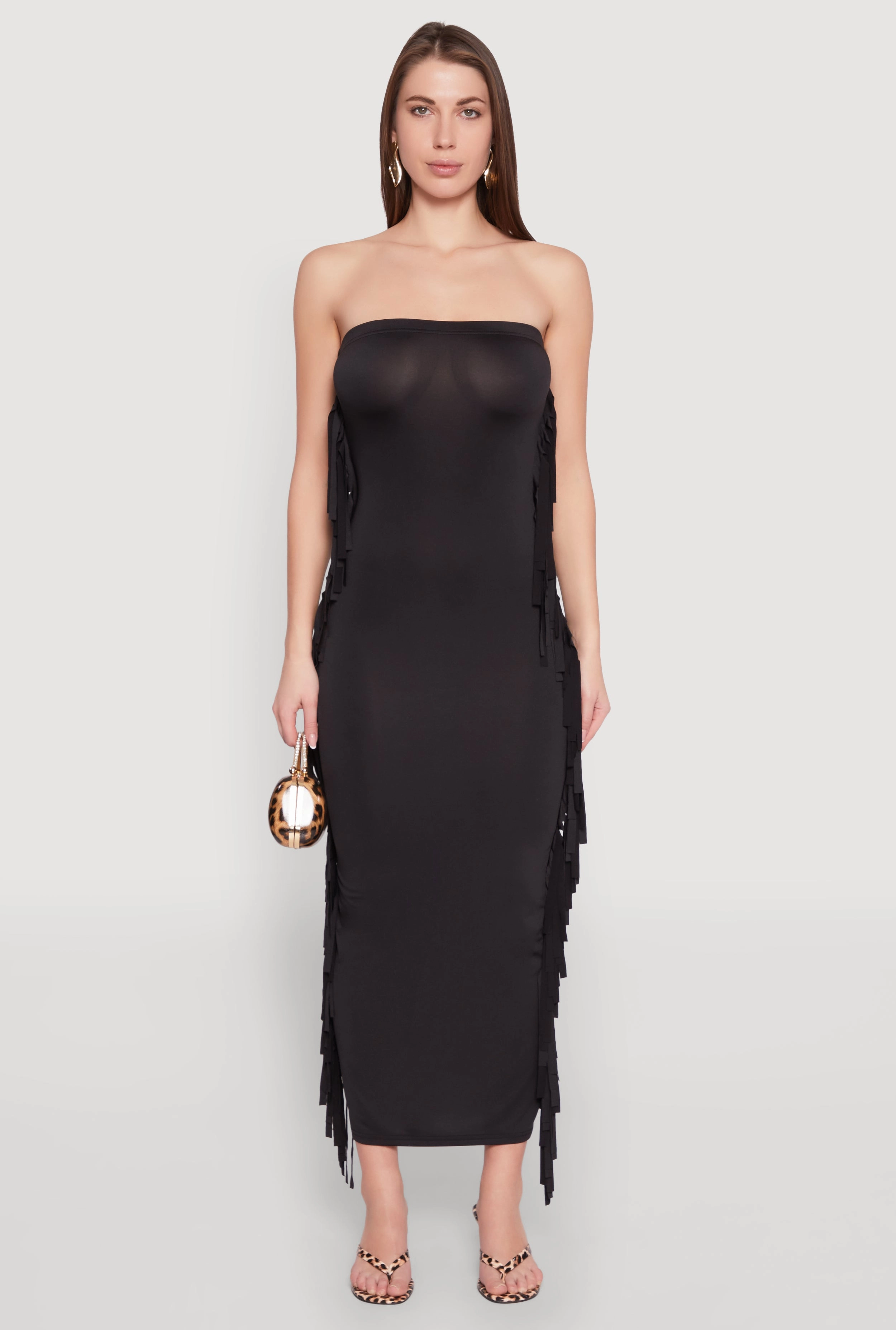 Side Fringe Maxi Tube Dress Comfortable Design Daily Comfort