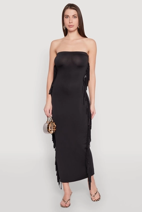 Side Fringe Maxi Tube Dress Casual chic dress