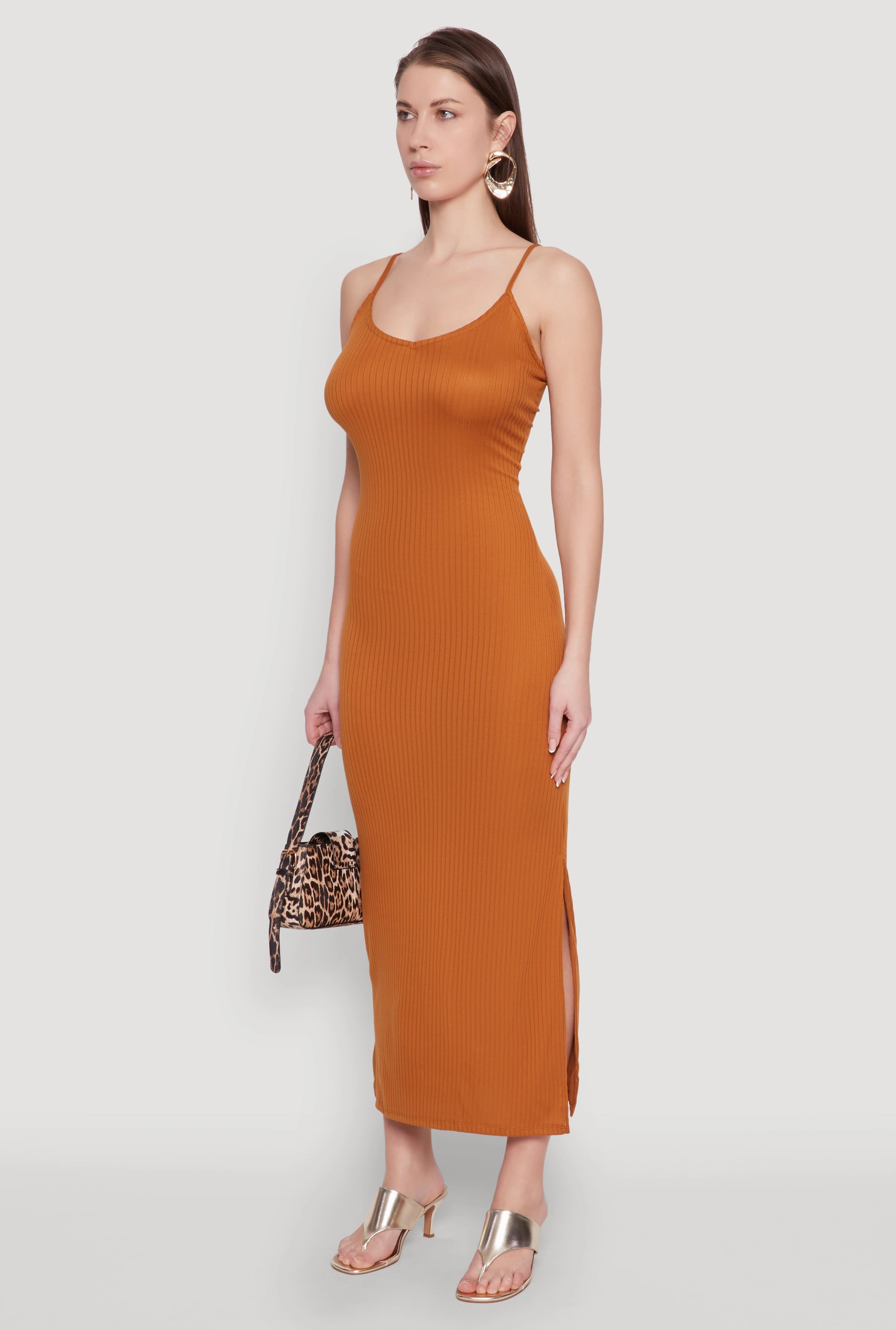 Side Slit V Neck Maxi Dress Urban Classic Pink Glow