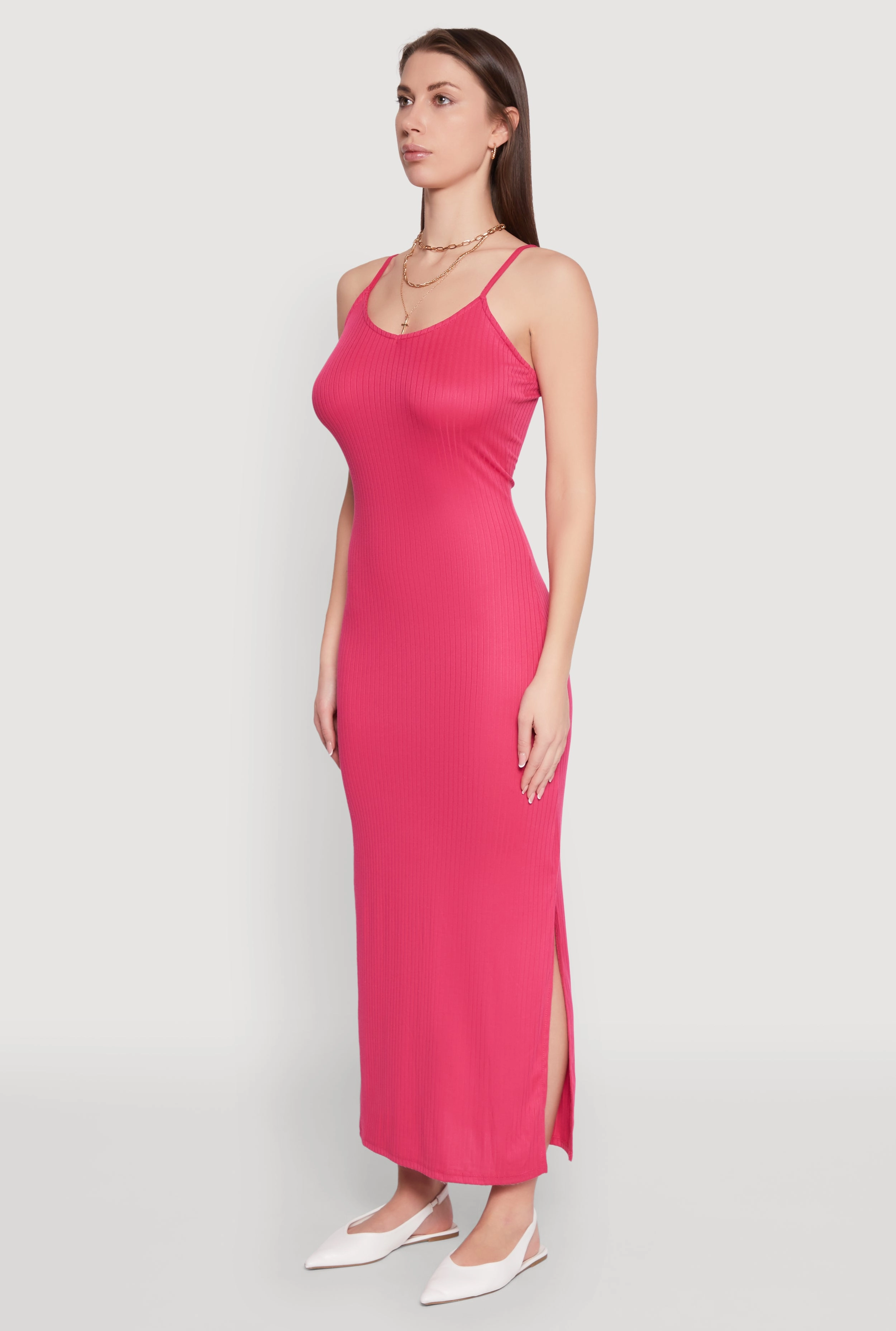 Dreamy Presence Side Slit V Neck Maxi Dress