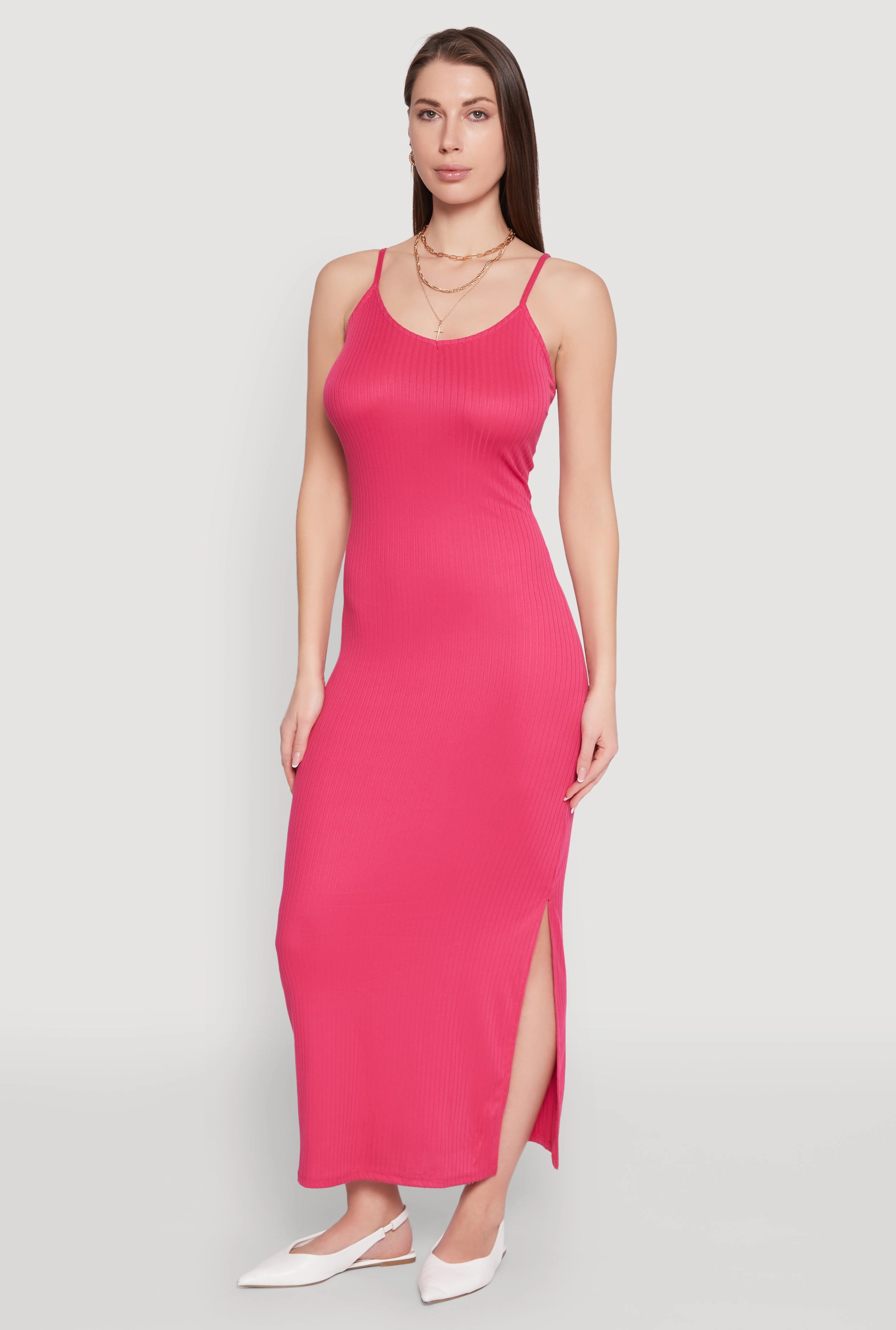 Side Slit V Neck Maxi Dress Breathable Material Chilly Weather Wear