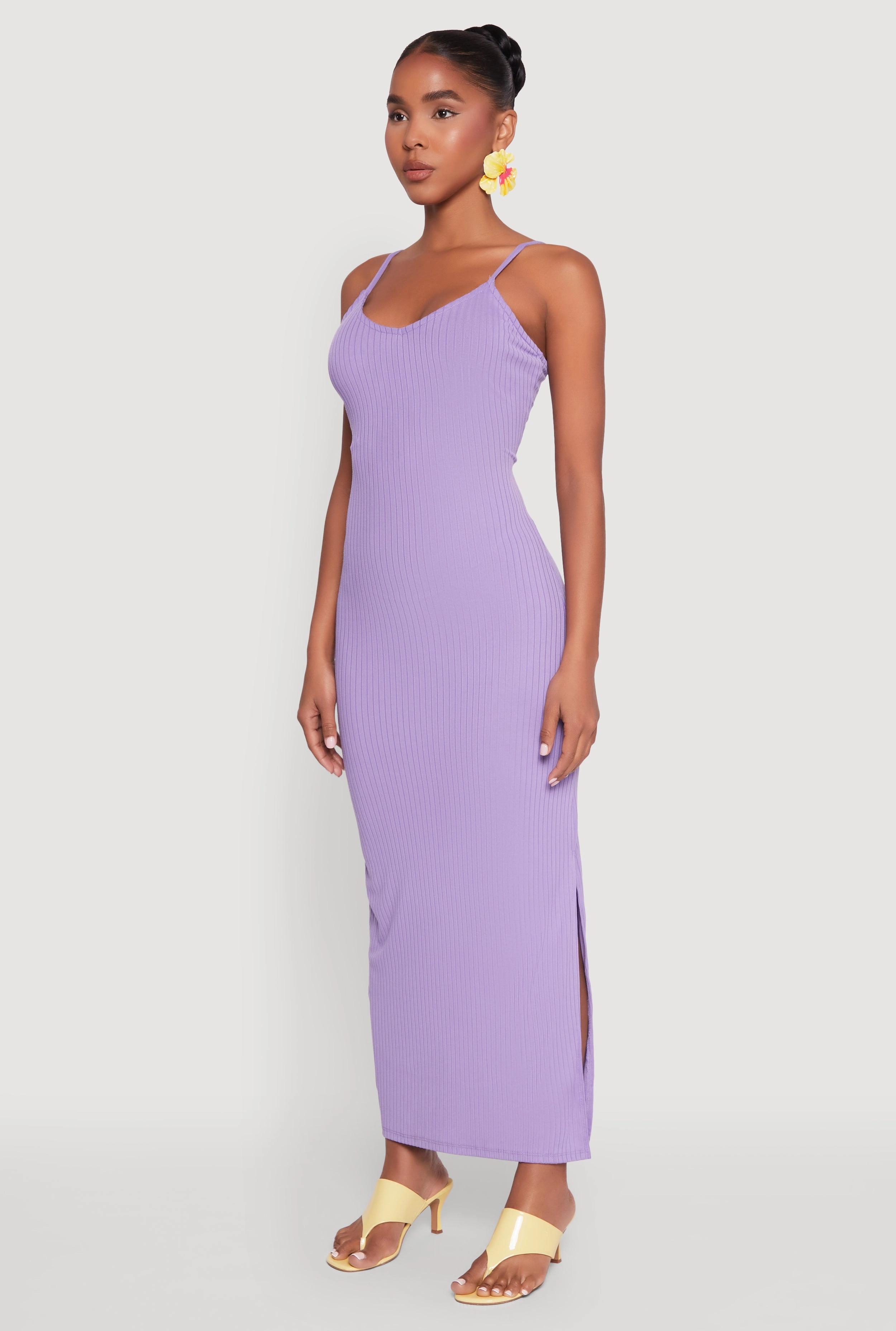 Side Slit V Neck Maxi Dress Radiant Mood