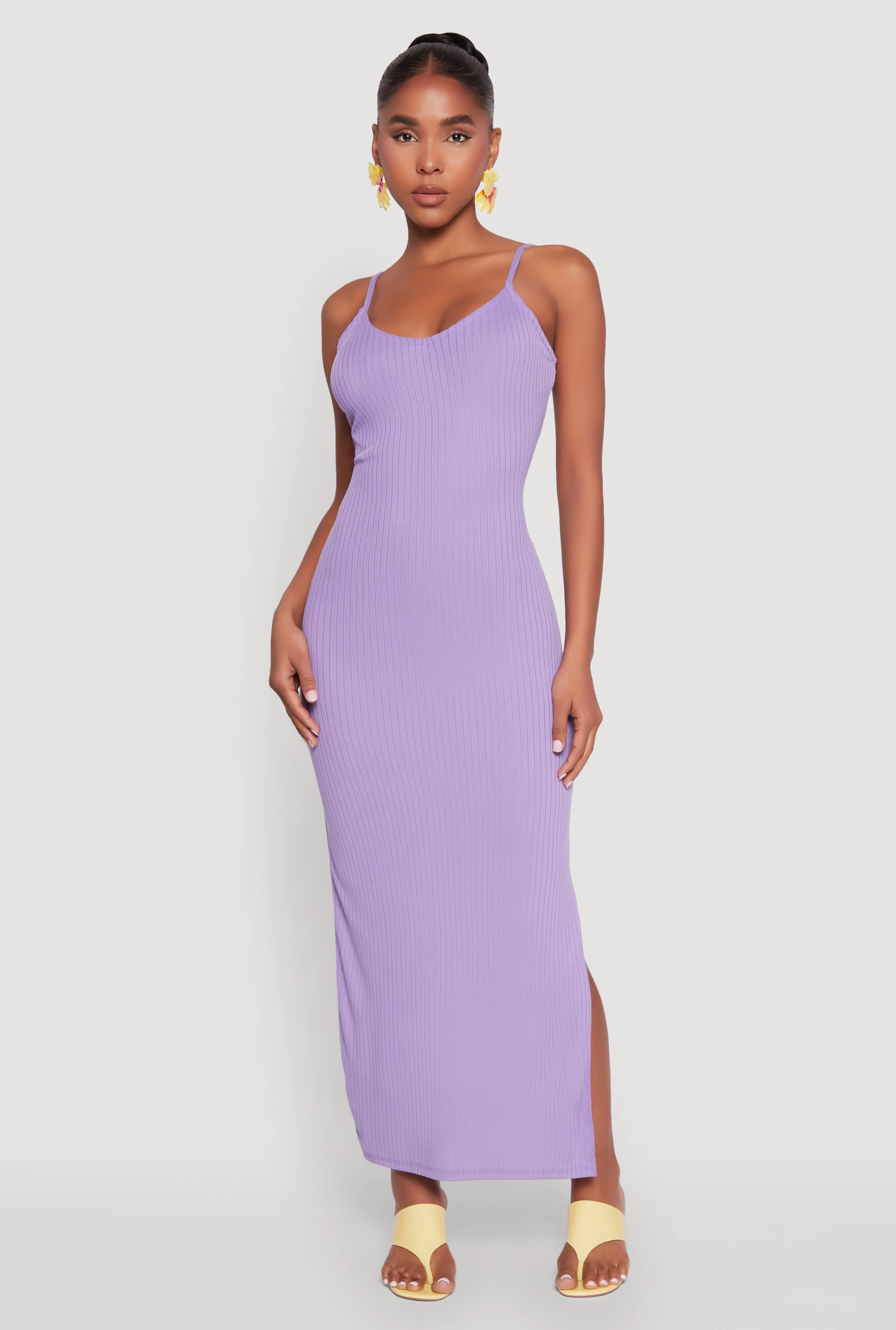 Street Mood Side Slit V Neck Maxi Dress
