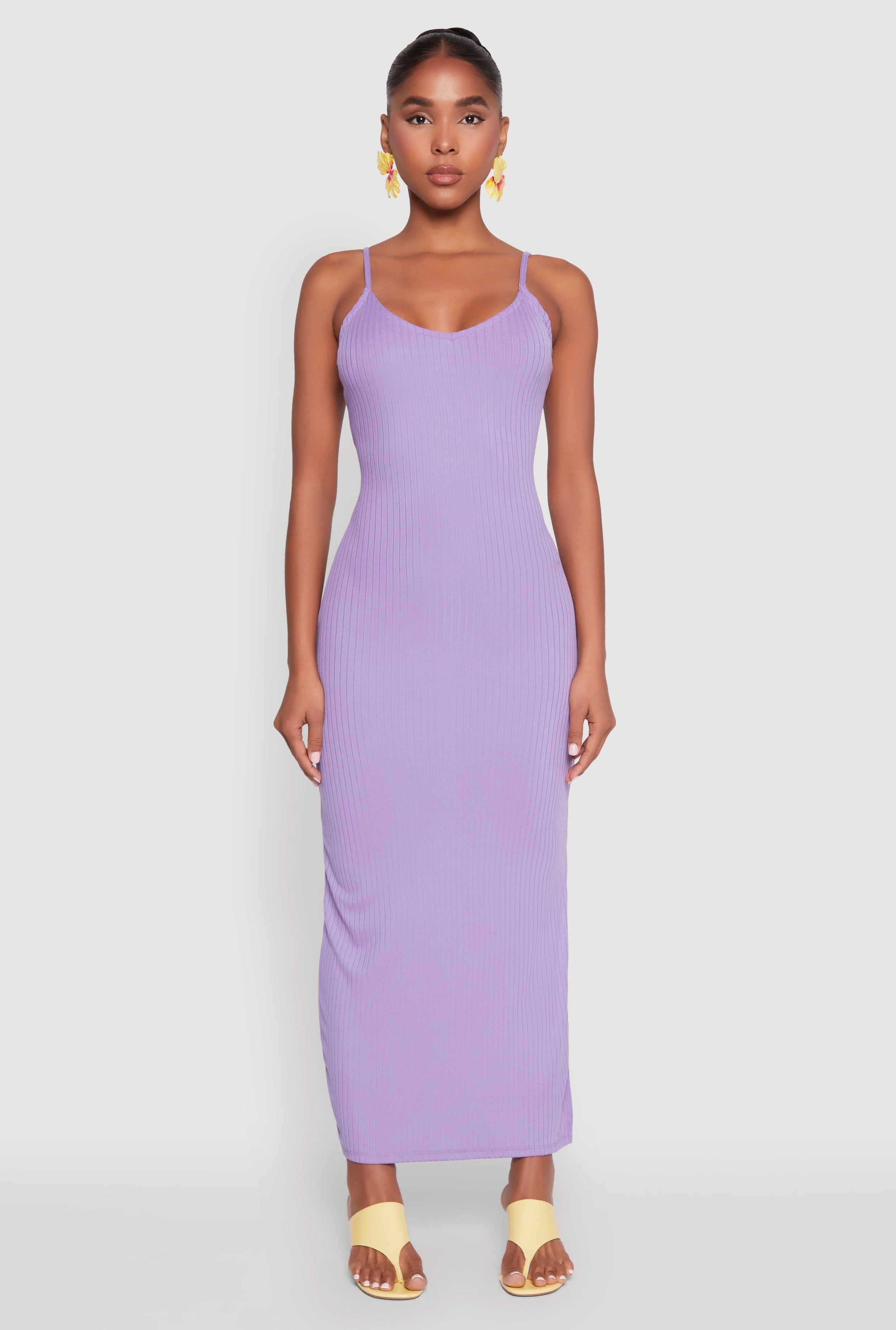 Side Slit V Neck Maxi Dress Elegant Piece