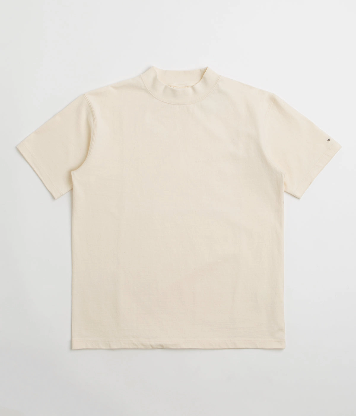 Comfortable Weave Snow Peak Recycled Cotton Heavy Mockneck T-Shirt - Ecru