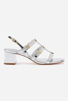 Comfort Fit Ventilated Design Harmony Block Sandal In Silver Specchio