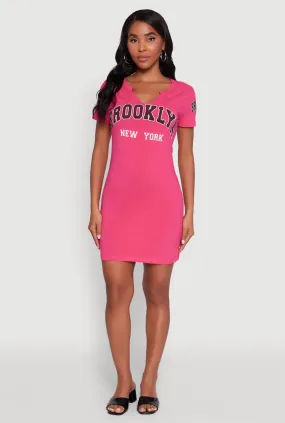 Fresh Palette Romantic Bloom Brooklyn New York Graphic Short Sleeve T Shirt Dress