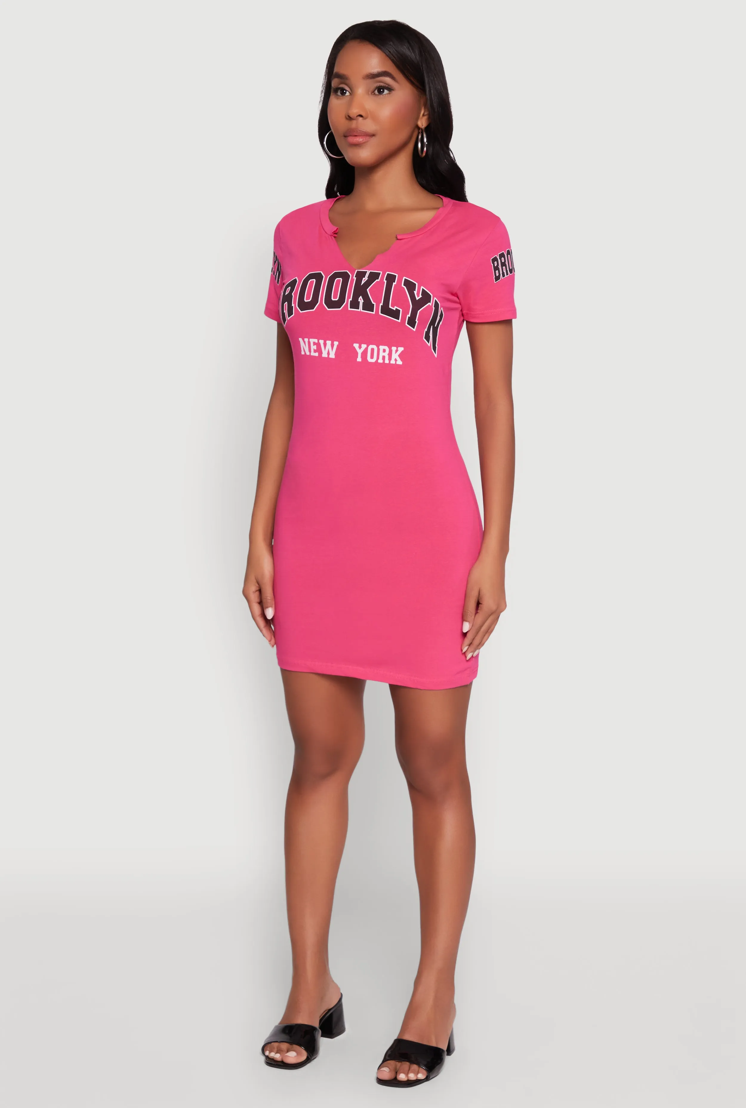 Climate-Adaptive Brooklyn New York Graphic Short Sleeve T Shirt Dress