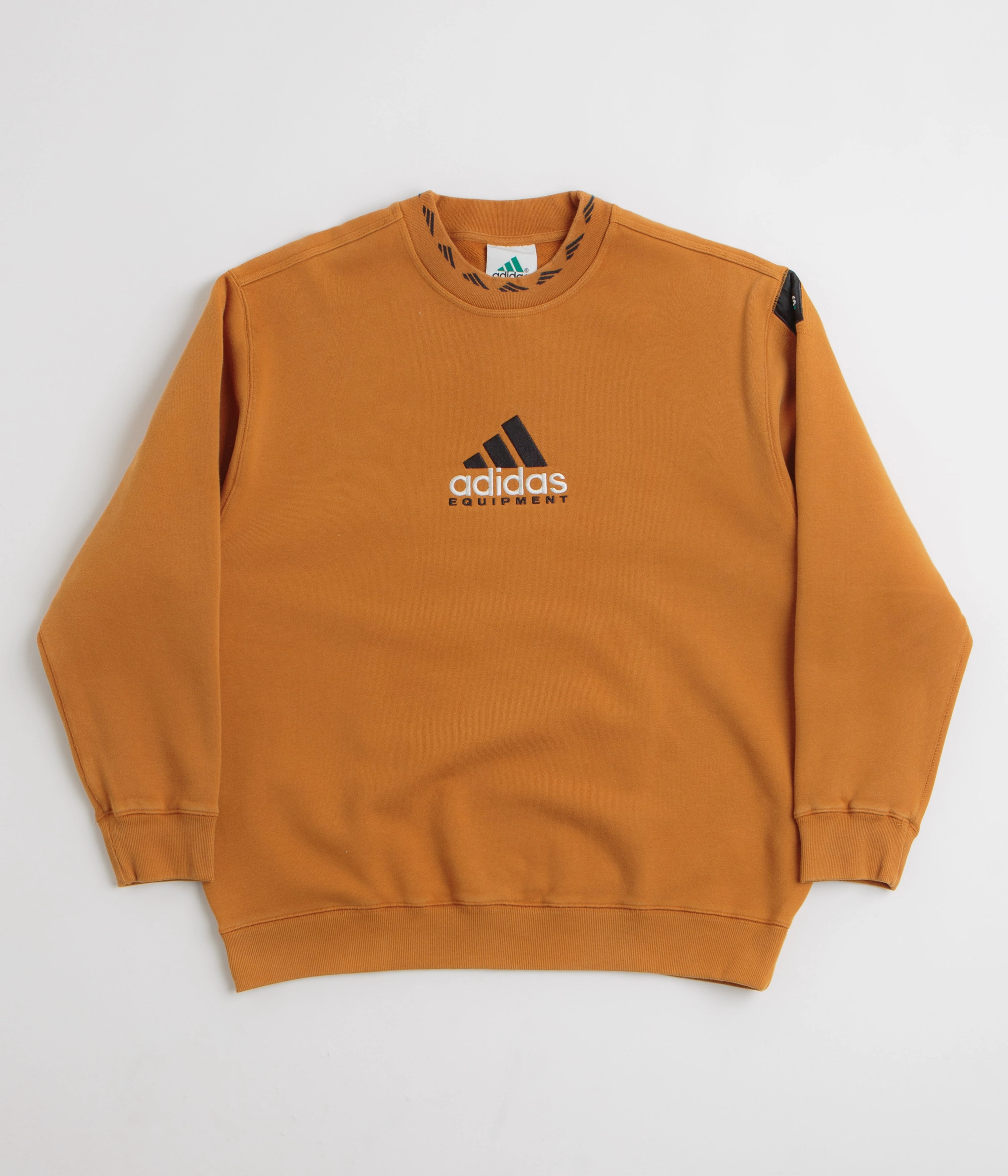 Quick Knit Effortless Layer Adidas EQT Washed Crewneck Sweatshirt - Craft Ochre