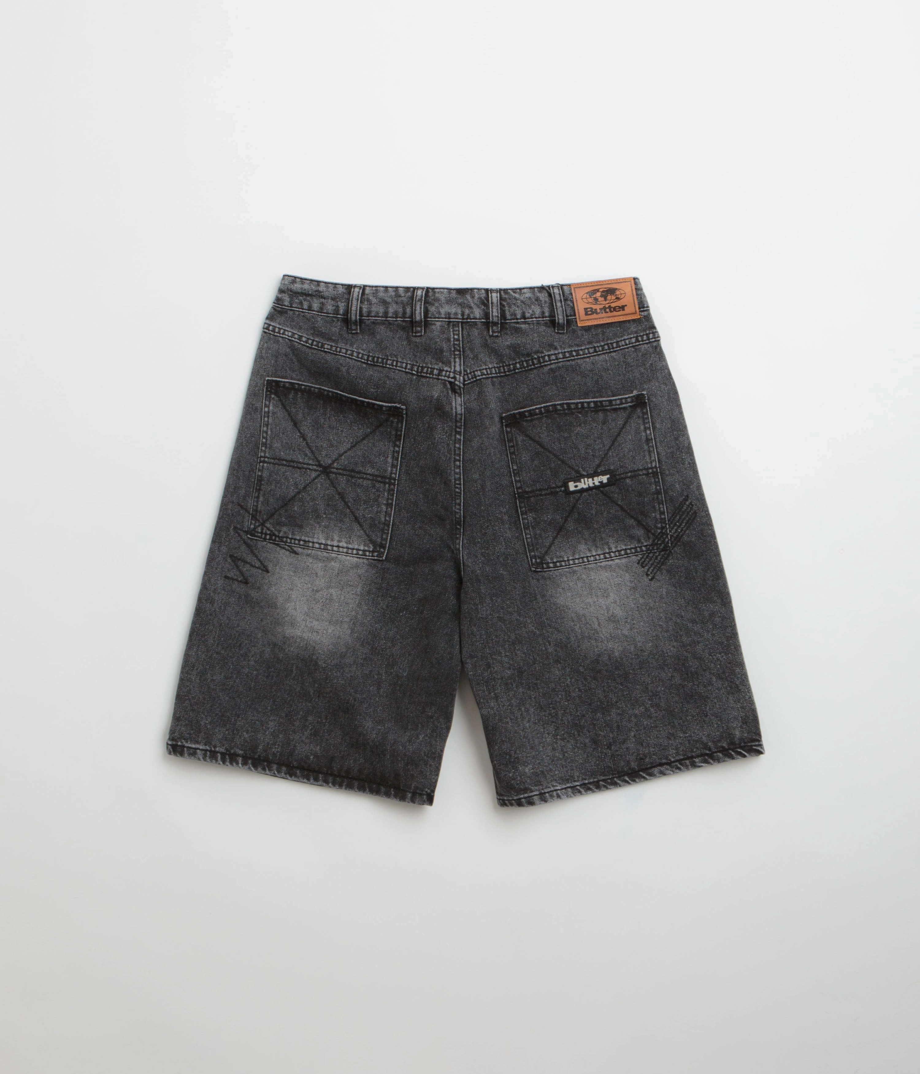 Performance Flex Butter Goods Stitch Denim Shorts - Distressed Grey