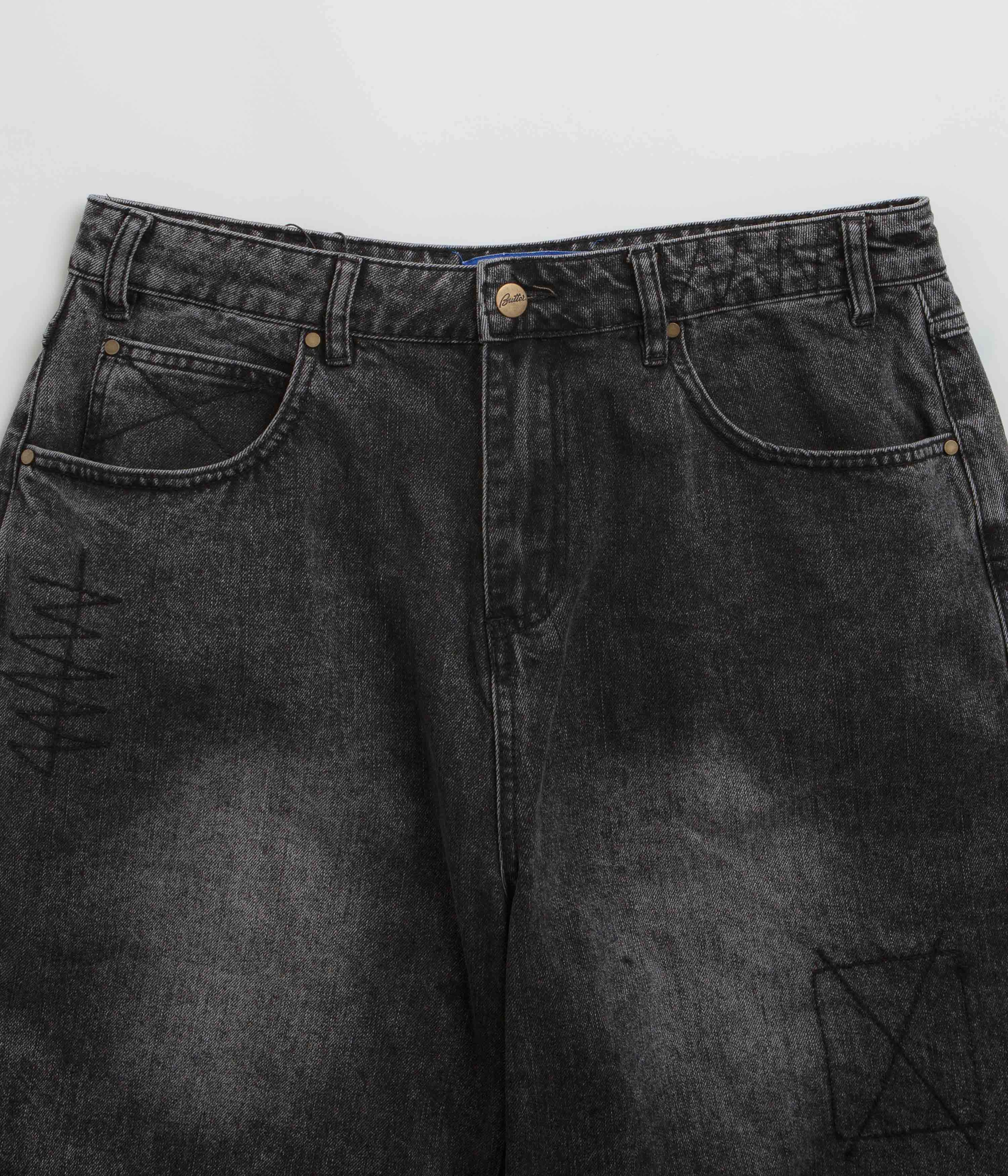 Butter Goods Stitch Denim Shorts - Distressed Grey Exclusive item Daily Essential