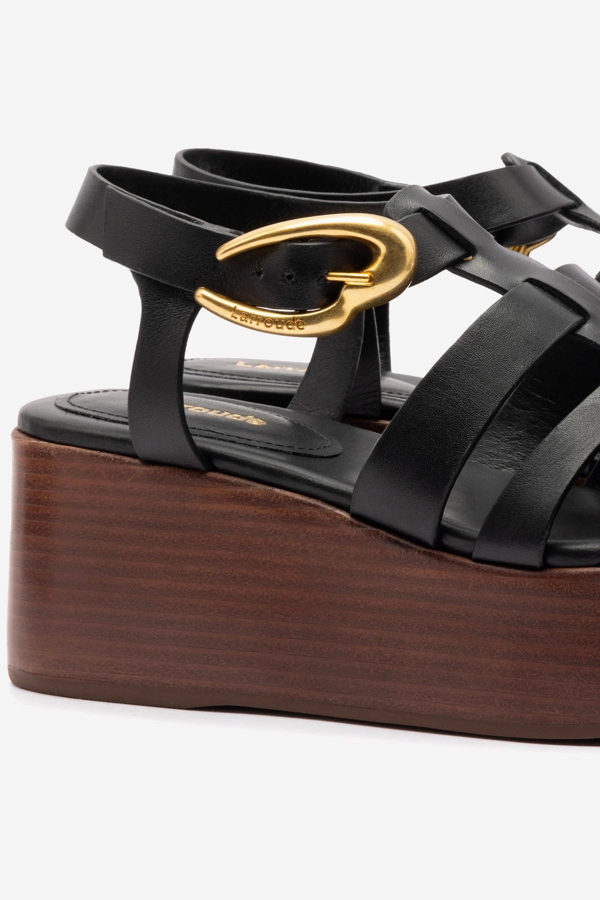 Lightweight Stevie Verona Flatform Sandal In Black Leather