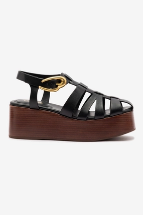 Relaxed Look fashionable footwear Stevie Verona Flatform Sandal In Black Leather