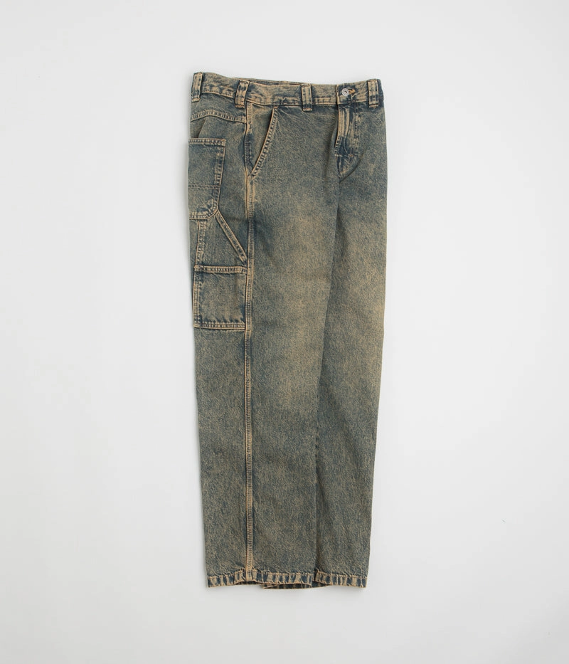 Dickies Stevensville Carpenter Jeans - Yellow Fade Indigo Flat Seams Soft Brushed Lining