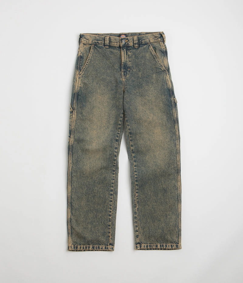 Non Bulk Dickies Stevensville Carpenter Jeans - Yellow Fade Indigo