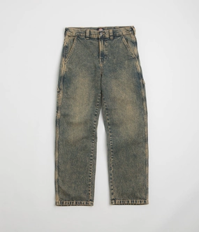 Non Bulk Dickies Stevensville Carpenter Jeans - Yellow Fade Indigo