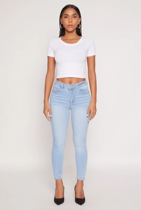 Premium Party Look WAX Frayed Detail Skinny Jeans