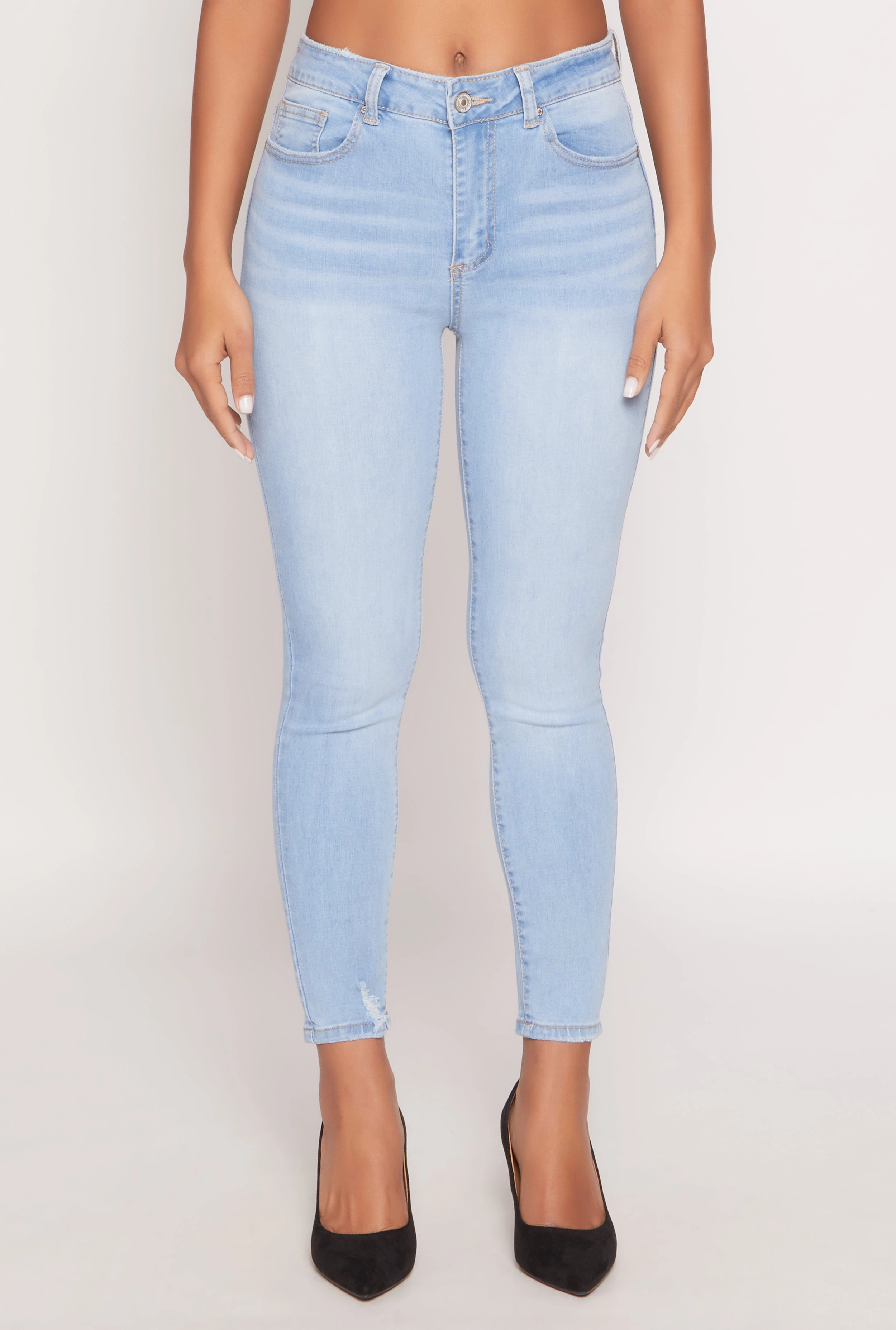 Core Style WAX Frayed Detail Skinny Jeans