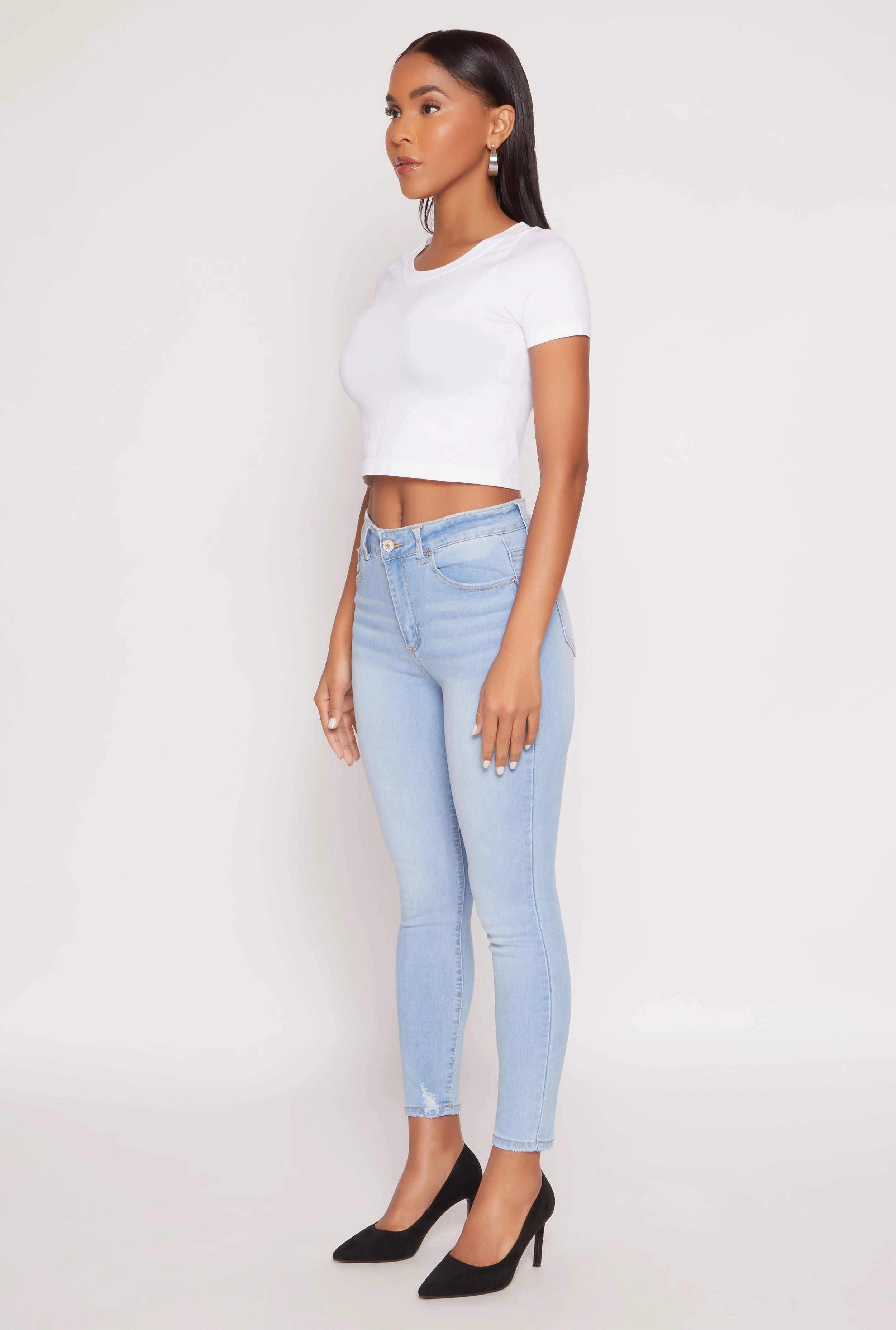 WAX Frayed Detail Skinny Jeans Popular Option